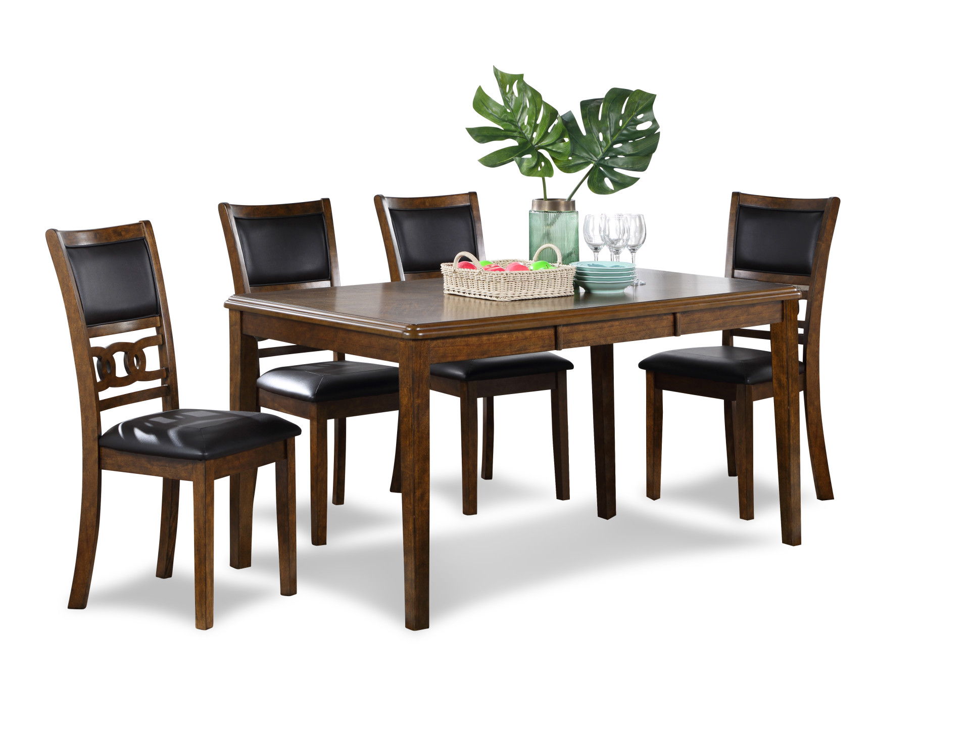 Gia - 5 Piece Dining Set (Table & 4 Chairs) - Brown - Wood