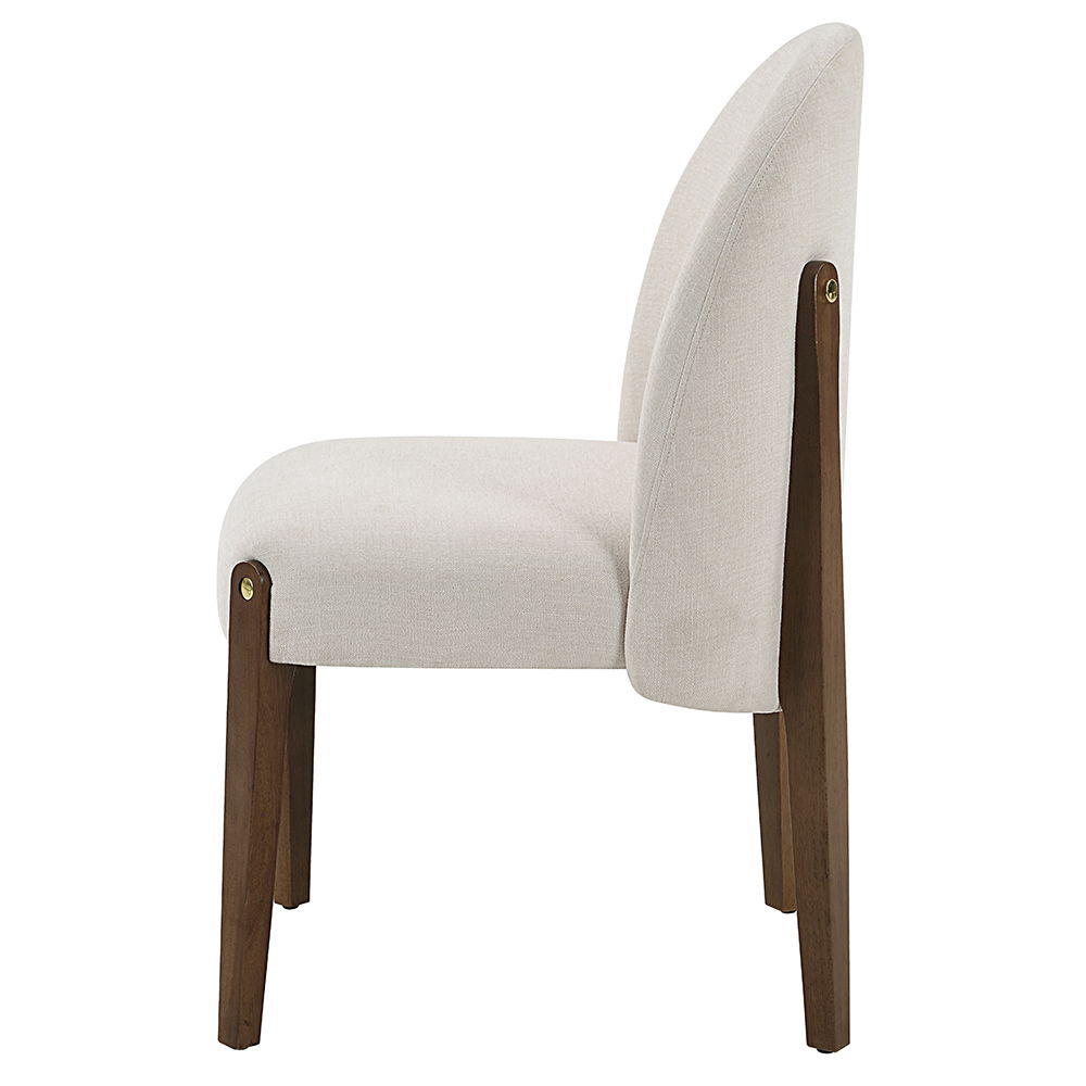 Gamarya - Side Chair (Set of 2) - White Fabric & Oak, white, view 3