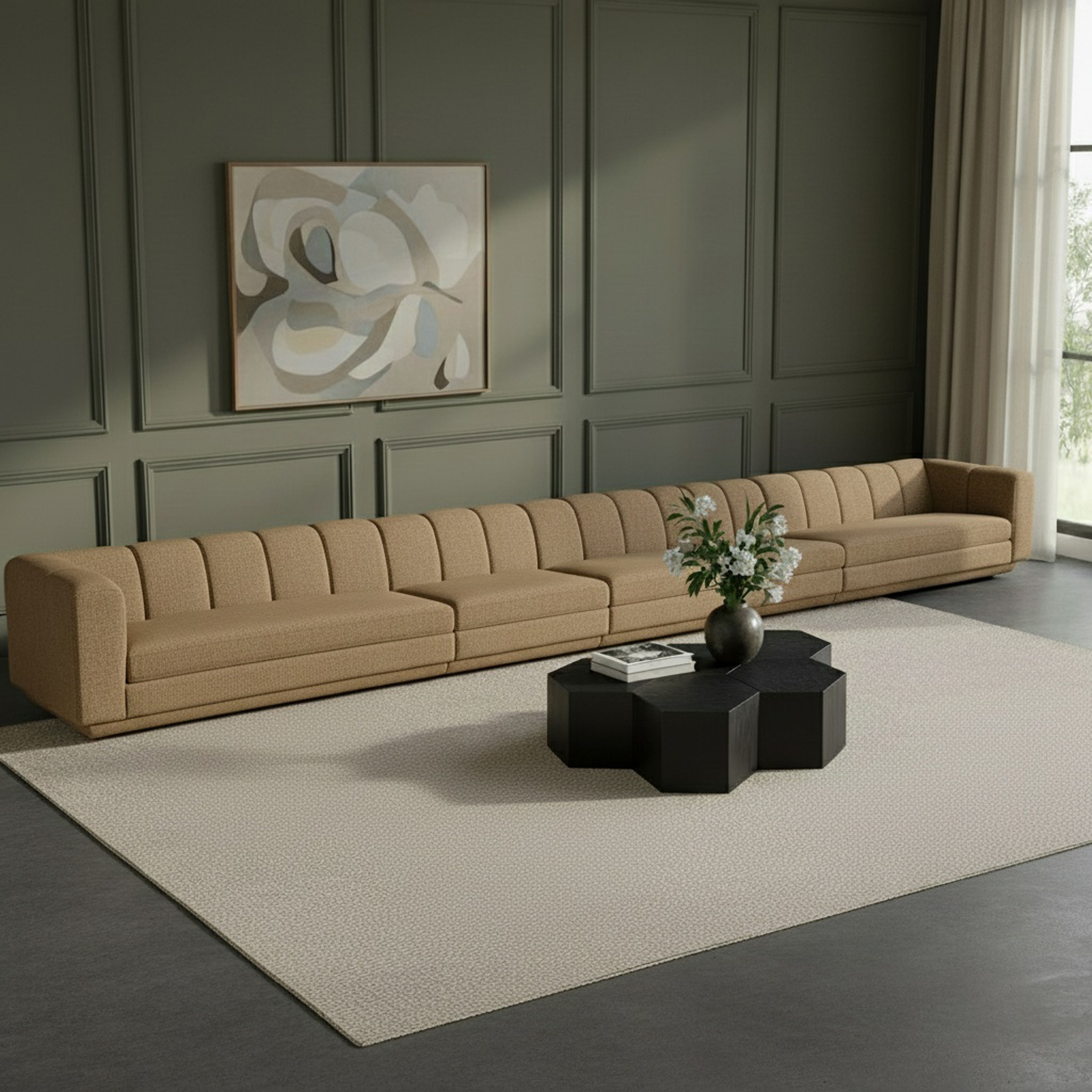 Modari - Fabric Upholstered 5 Piece Modular Sofa - Brown