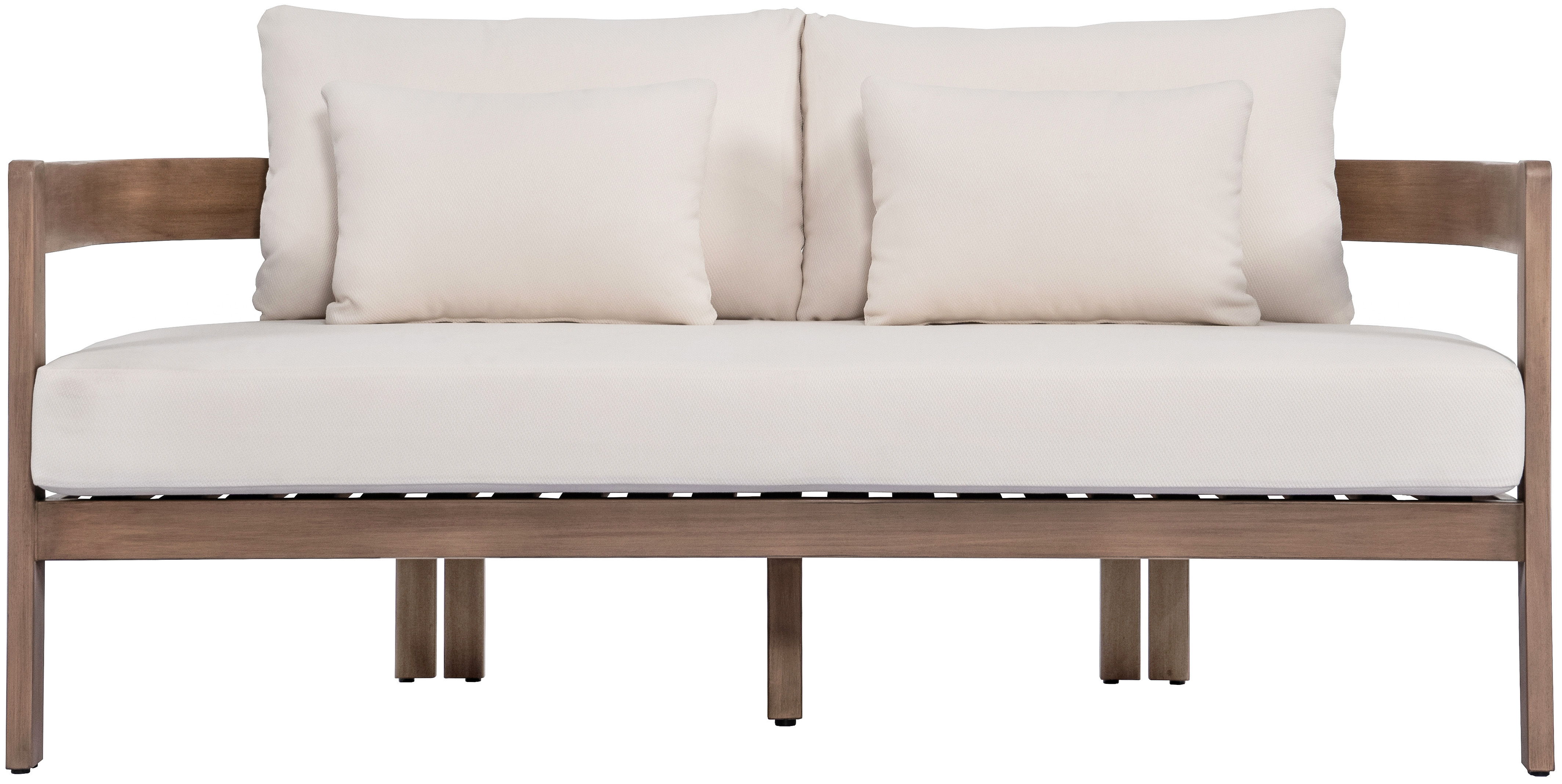 Newport - Water Resistant Fabric 65" Upholstered Outdoor Patio Loveseat - Cream