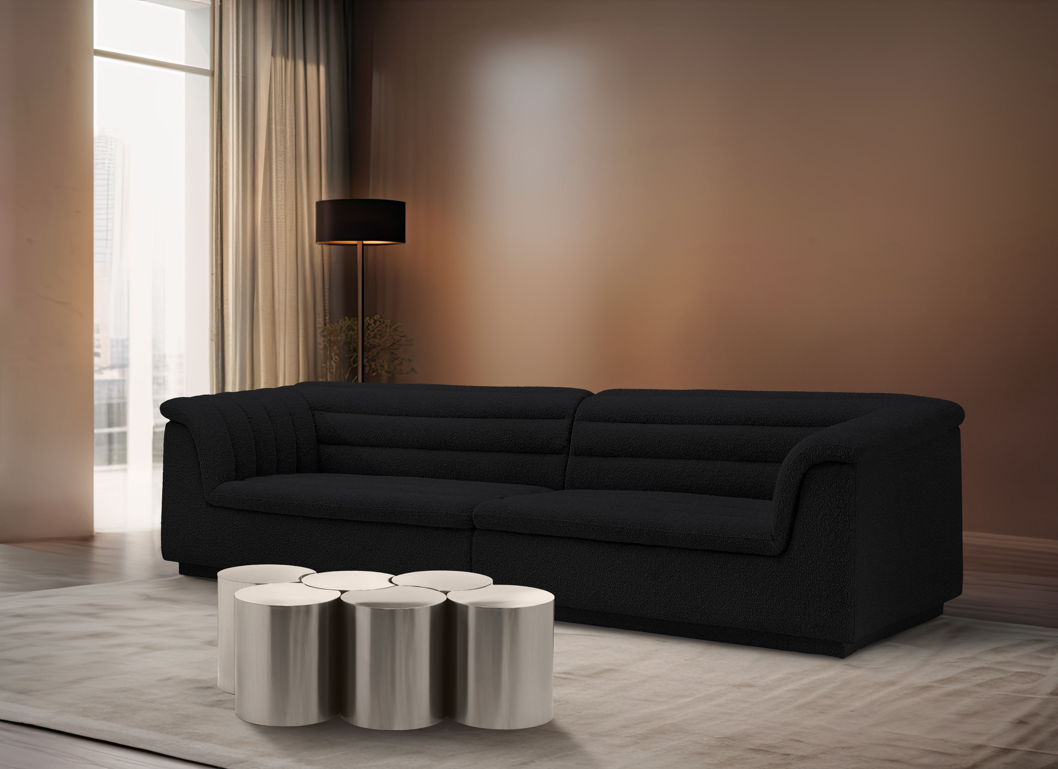 Dimple - 16" 6 Piece Modular Coffee Table - Silver