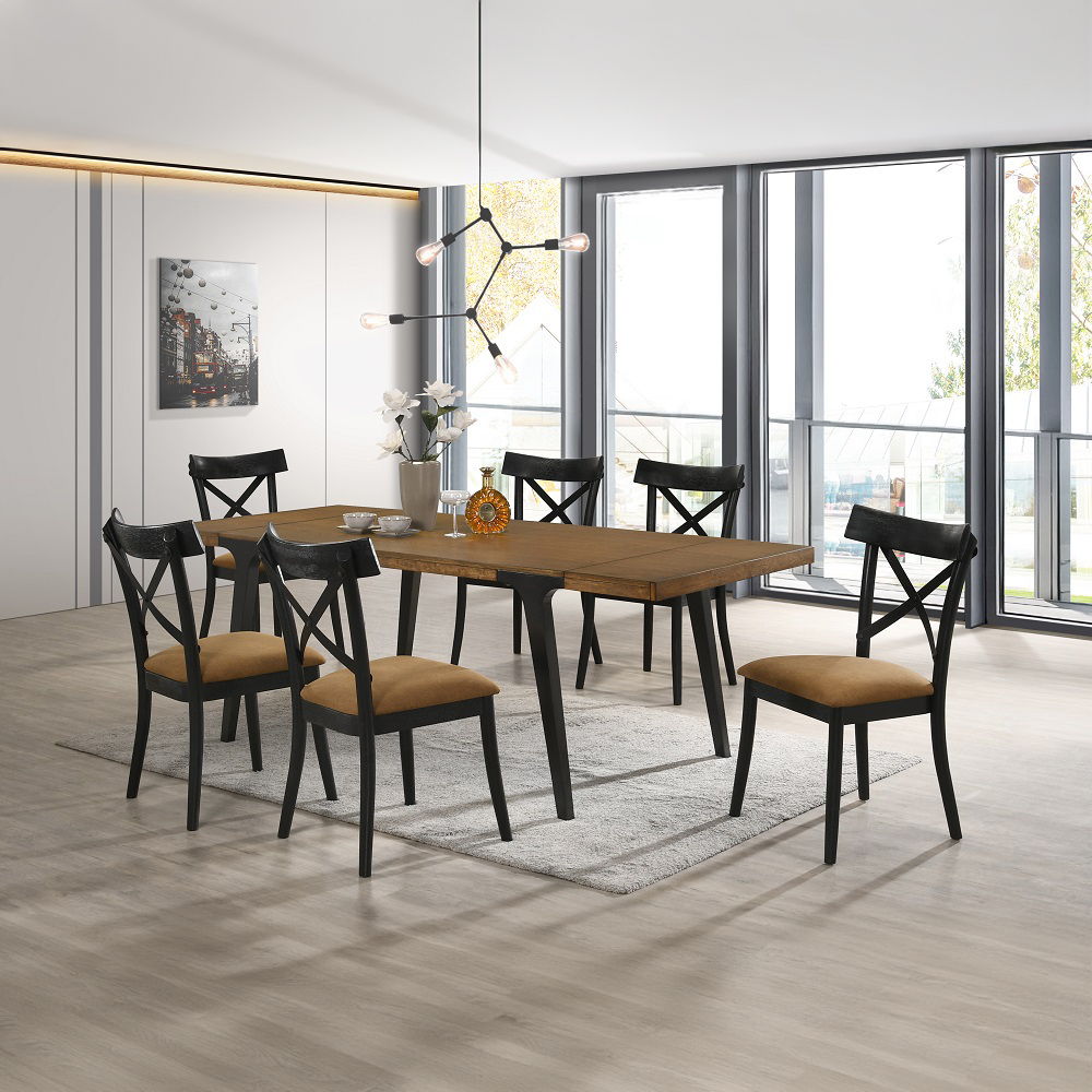 Hillary - Side Chair (Set of 2) - Brown Leather Aire, Walnut & Black, black, view 5