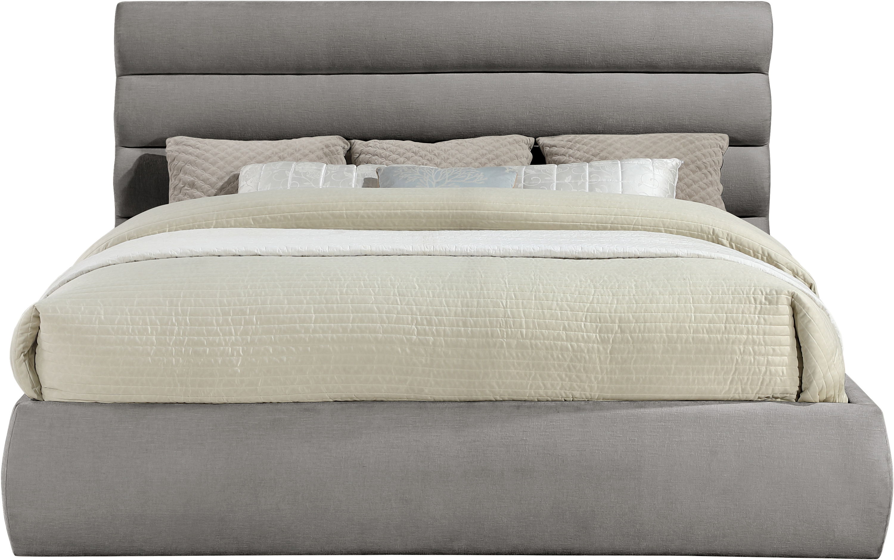 Adam - Chenille Fabric King Bed With 52" Headboard - Gray