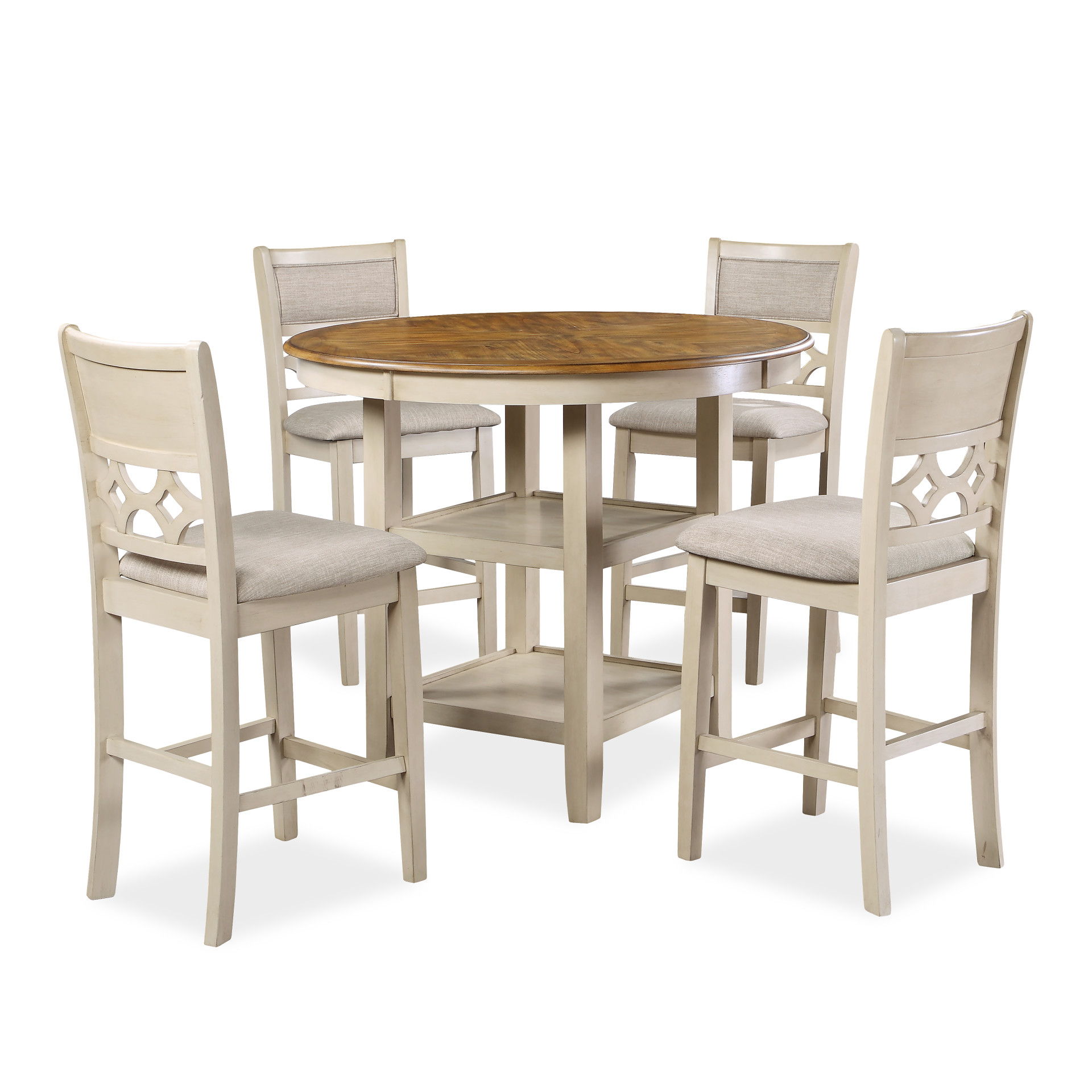 Mitchell - 5 Piece Counter Dining Set - Bisque / Brown