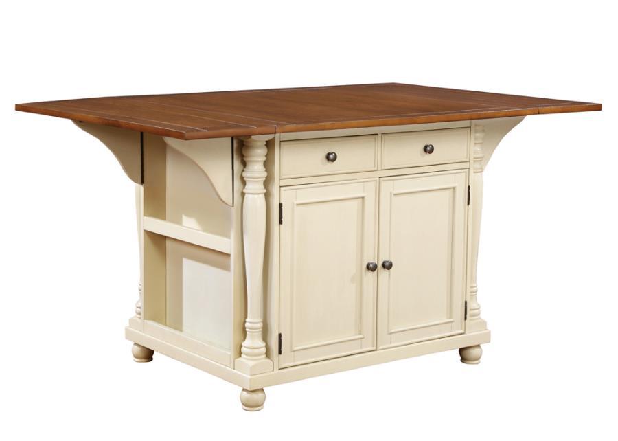 Slater - 2-Drawer Kitchen Island With Drop Leaves - Buttermilk