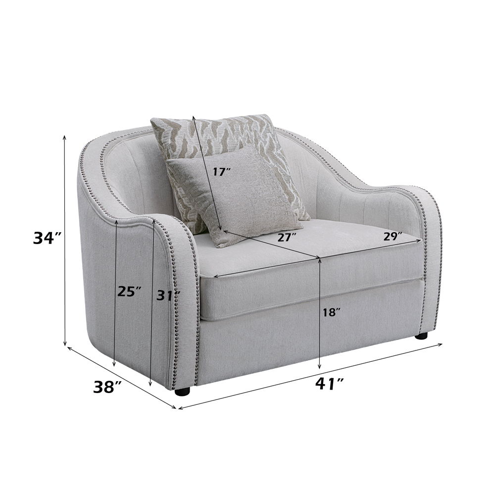 Mahler - Chair With 2 Pillows - Beige Linen, beige, view 7