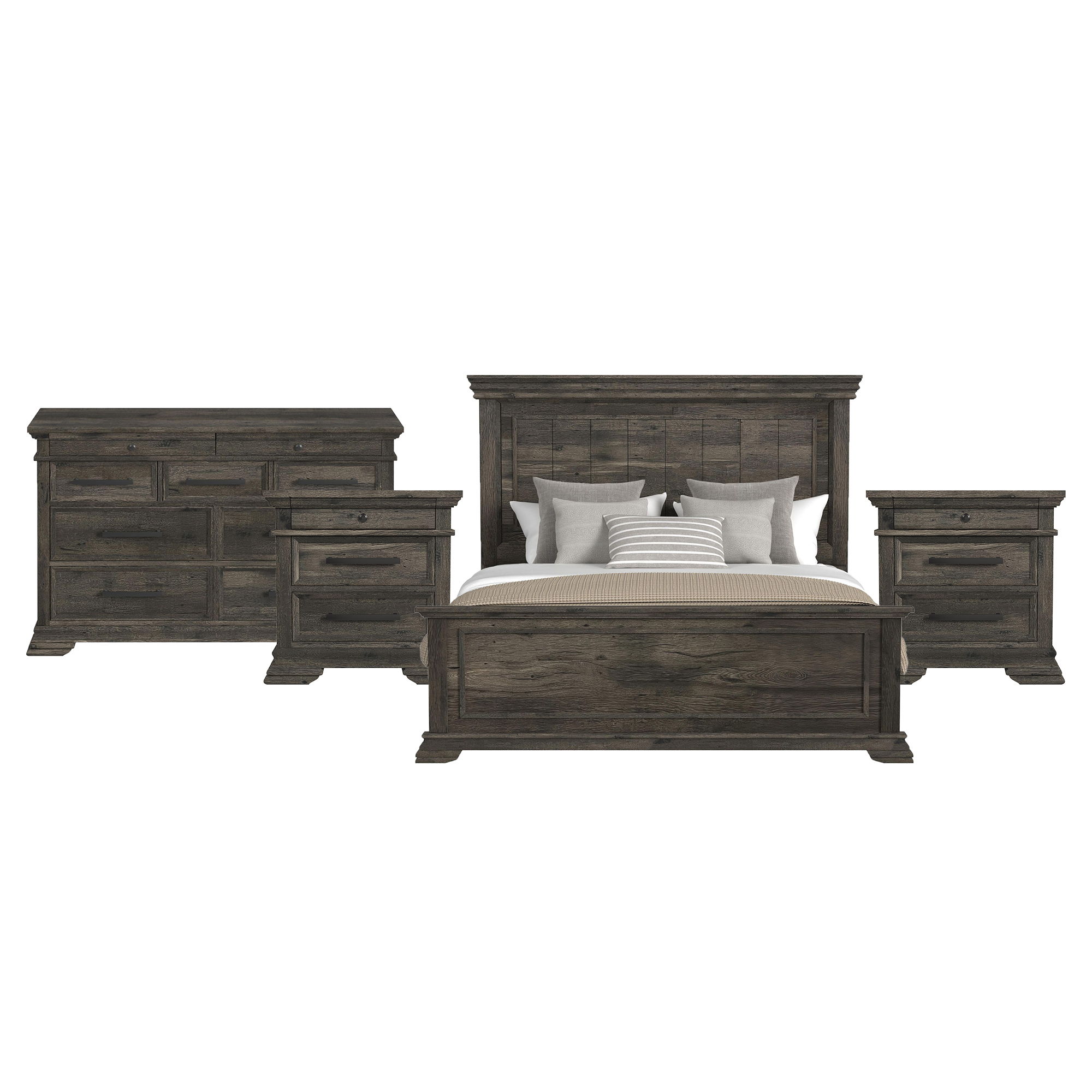 King · 4 Pc · Bedroom Set With 2 Nightstands & Dresser