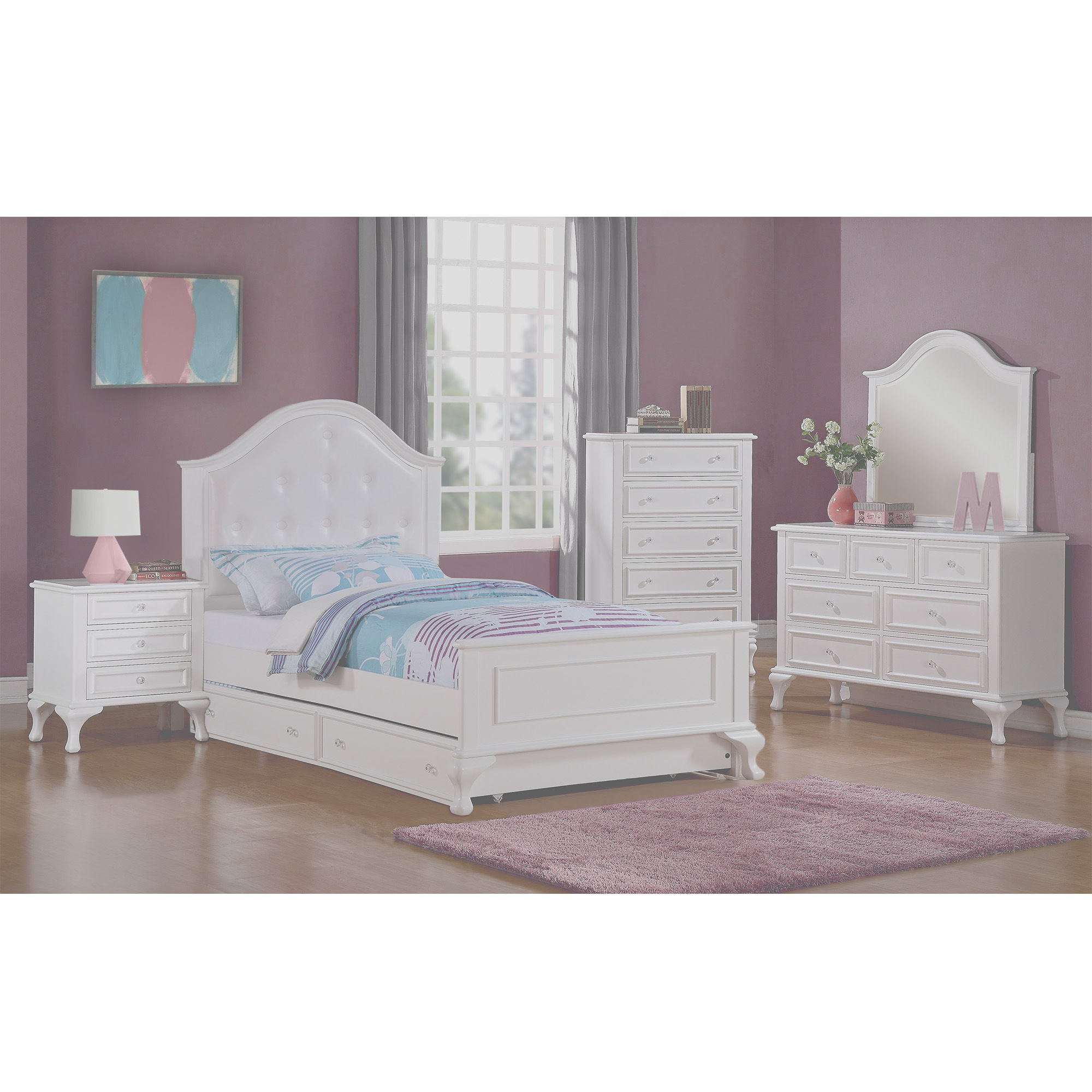 Jesse - Full Panel Bed With Trundle - White
