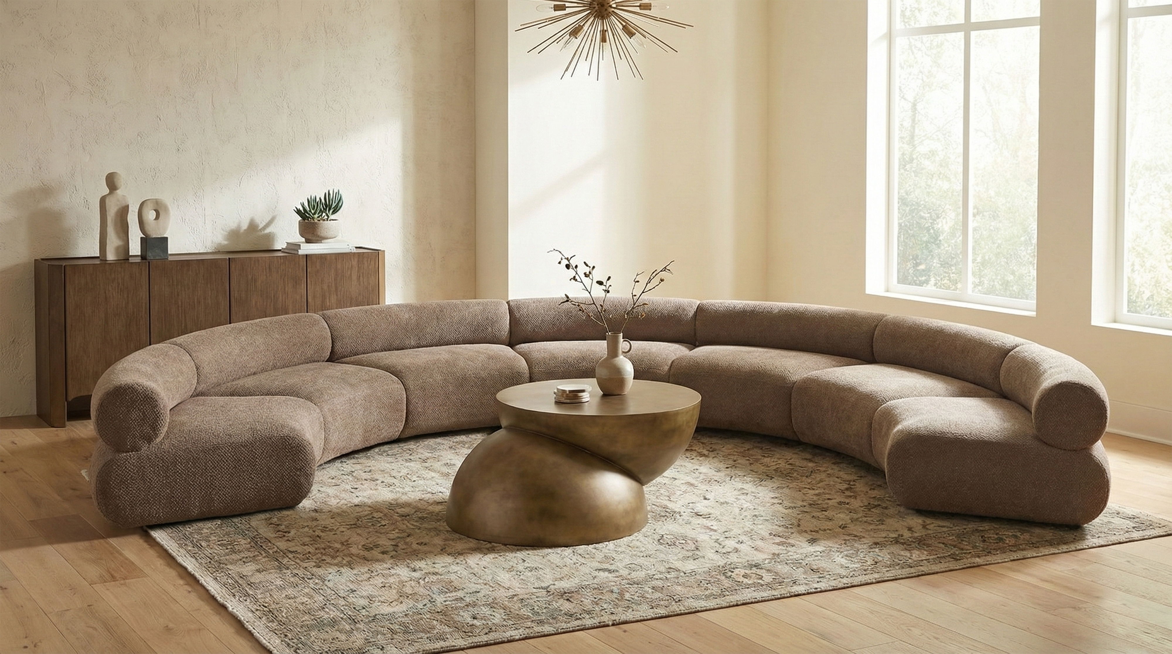 Bale - 202" Chenille Fabric Upholstered 7 Piece Modular Sectional - Brown