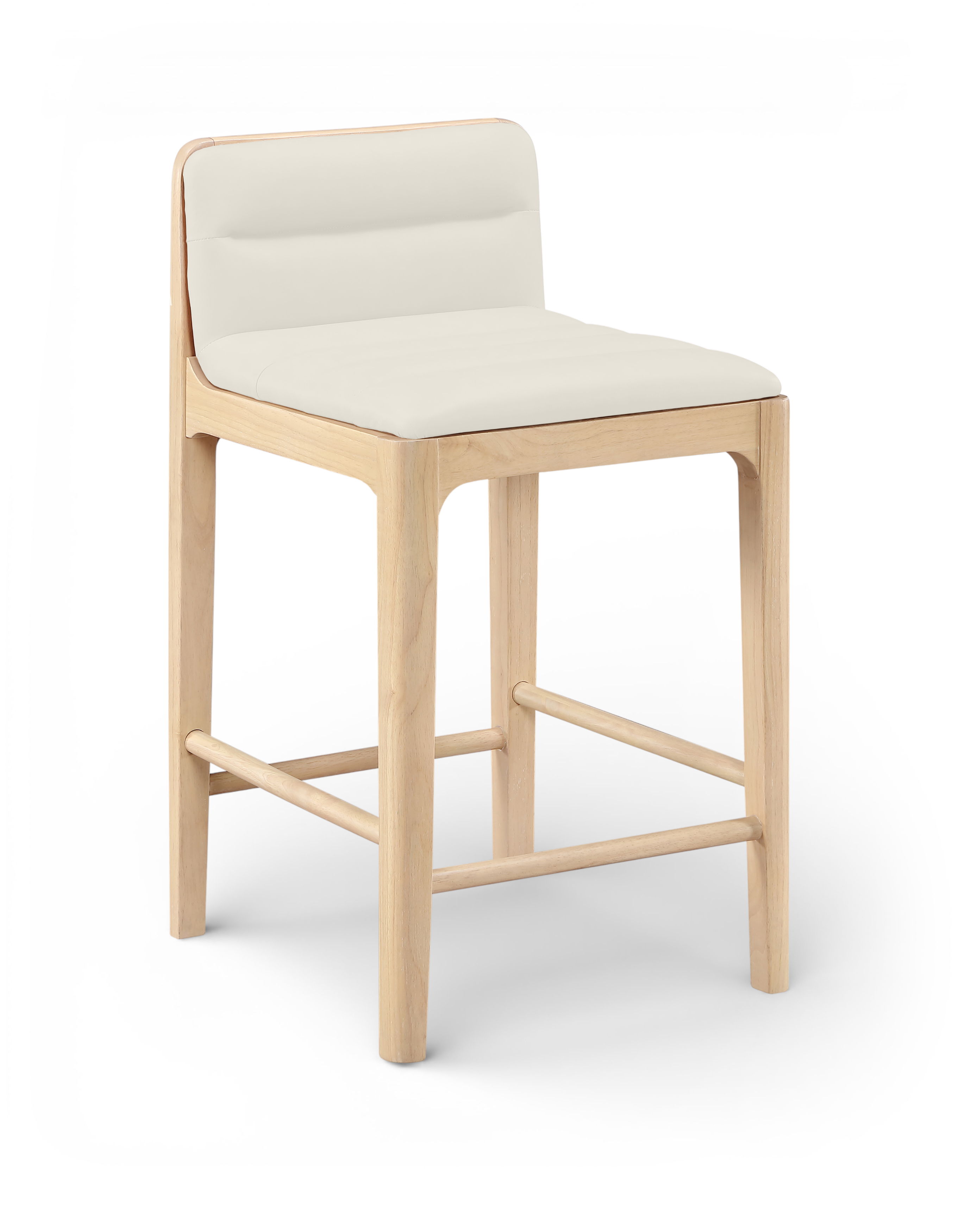 Ellis - Vegan Leather Upholstered Counter Stool (Set of 2) - Cream / Natural