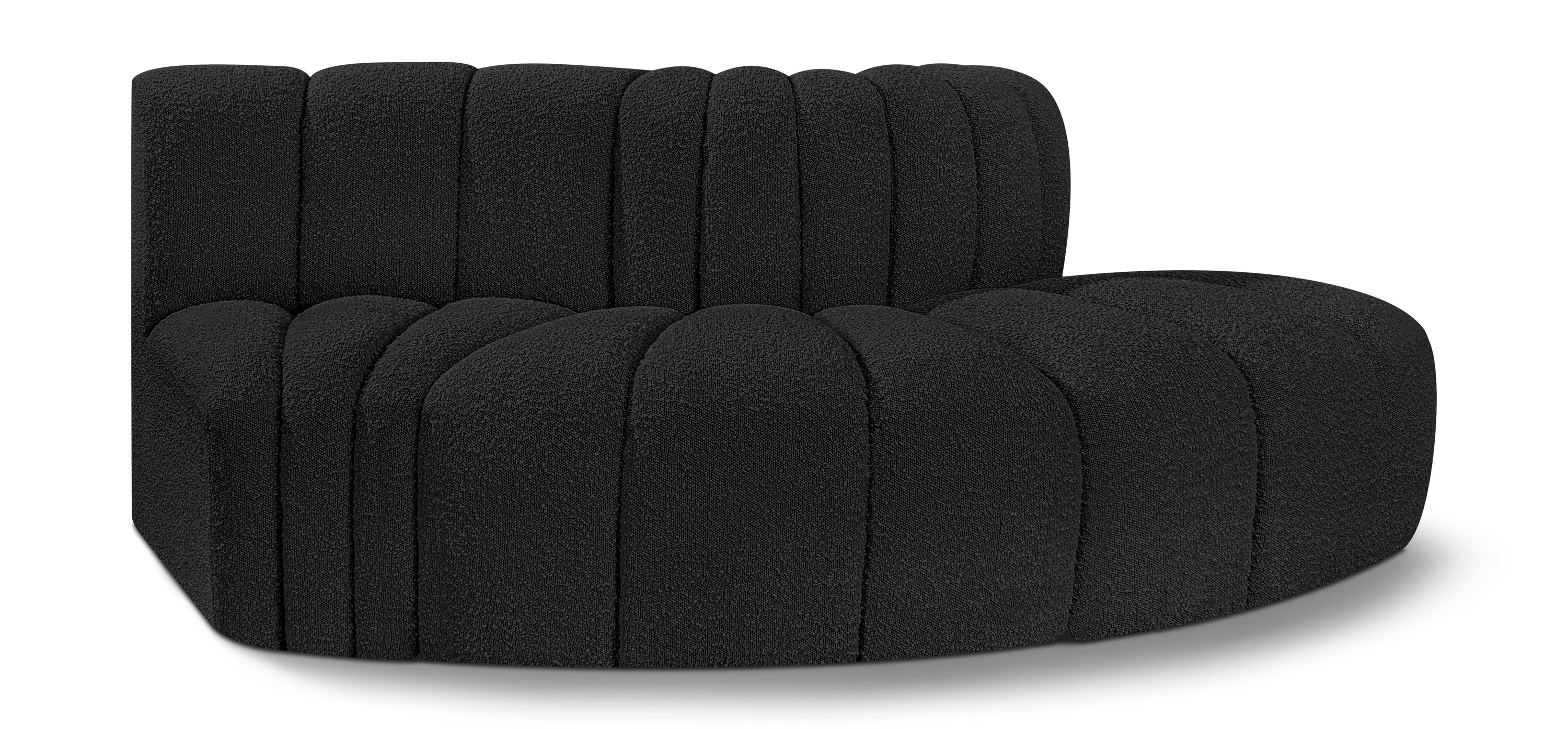 Arc - Boucle Fabric 3 Piece Modular Sofa - Black