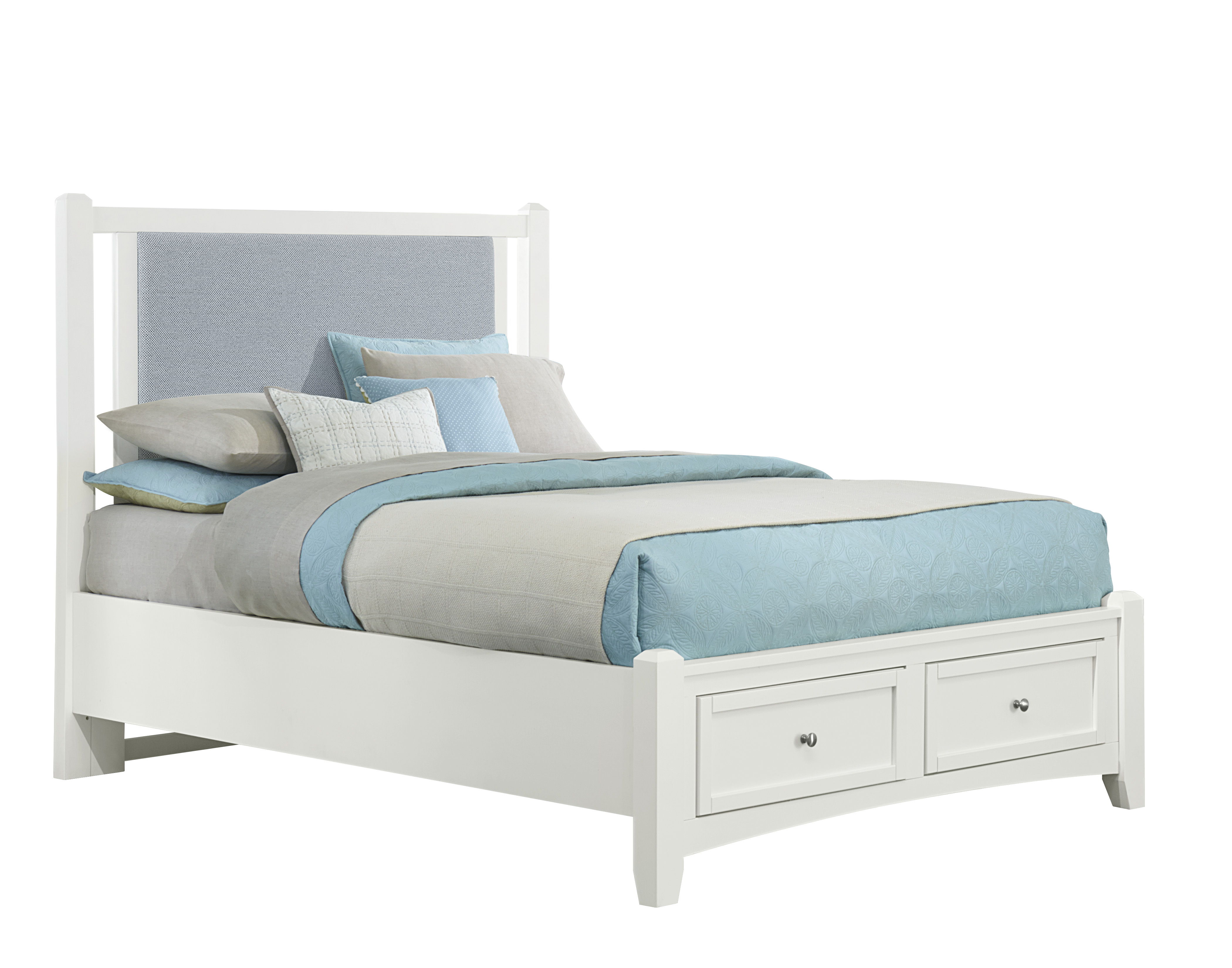 Vaughan-Bassett Bonanza - Queen Ocean Blue Upholstered Bed With Storage Footboard - White