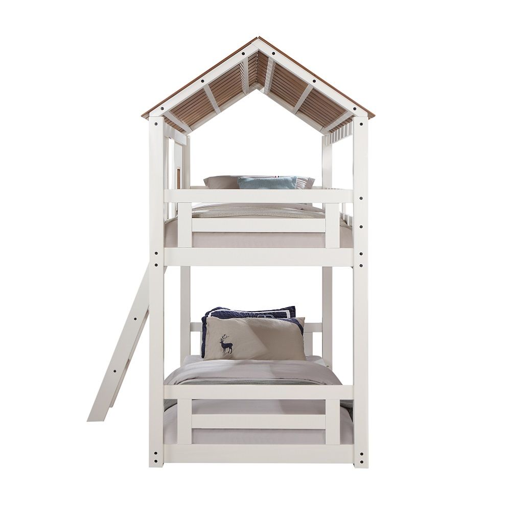 Inara - Twin Over Twin Bunk Bed - White & Rustic Oak, white, view 6