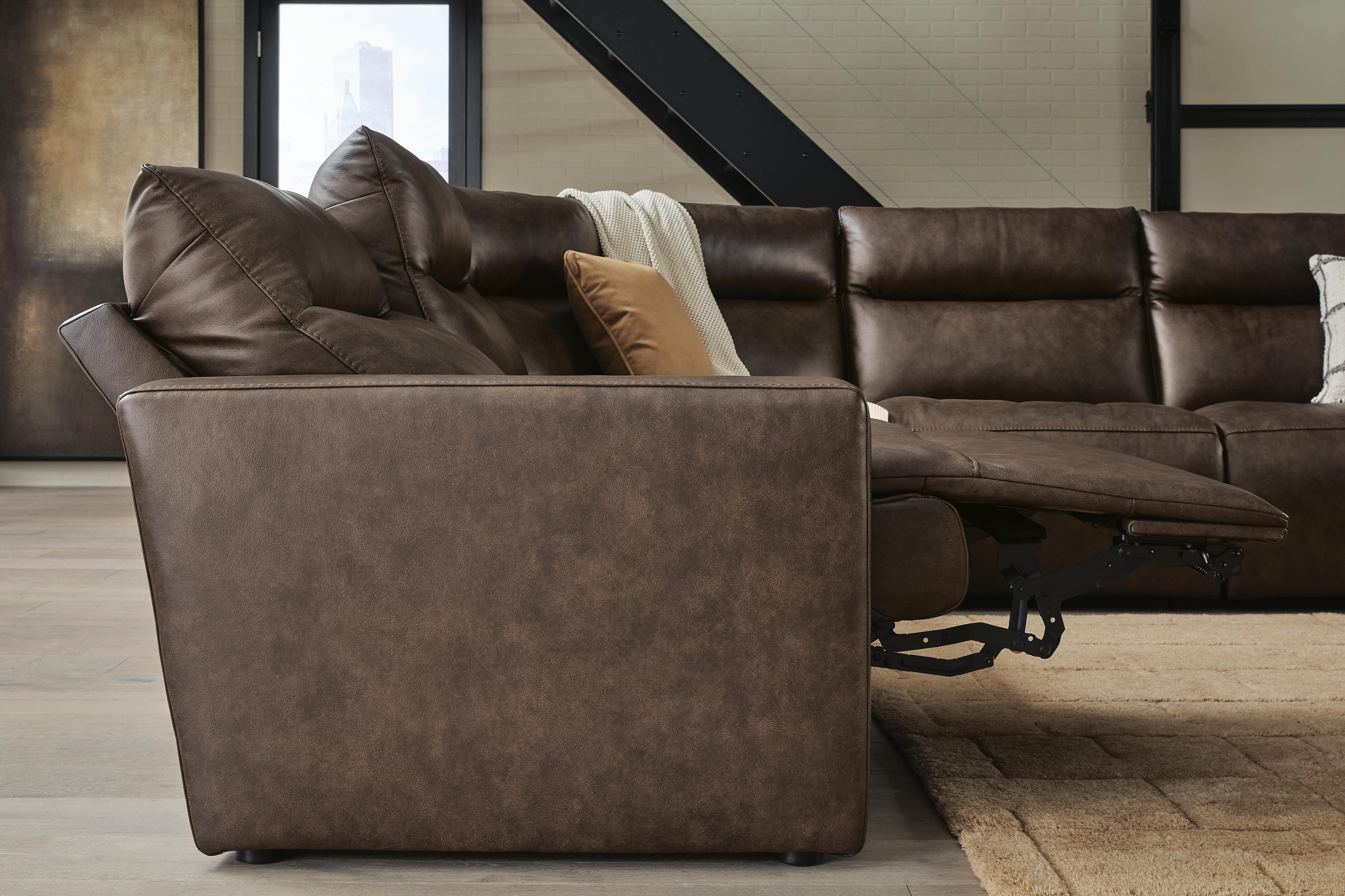 Ashley Furniture ModZ - 5-Piece Power Reclining Sectional With 2 Armless Chairs - Chocolate - Image 3
