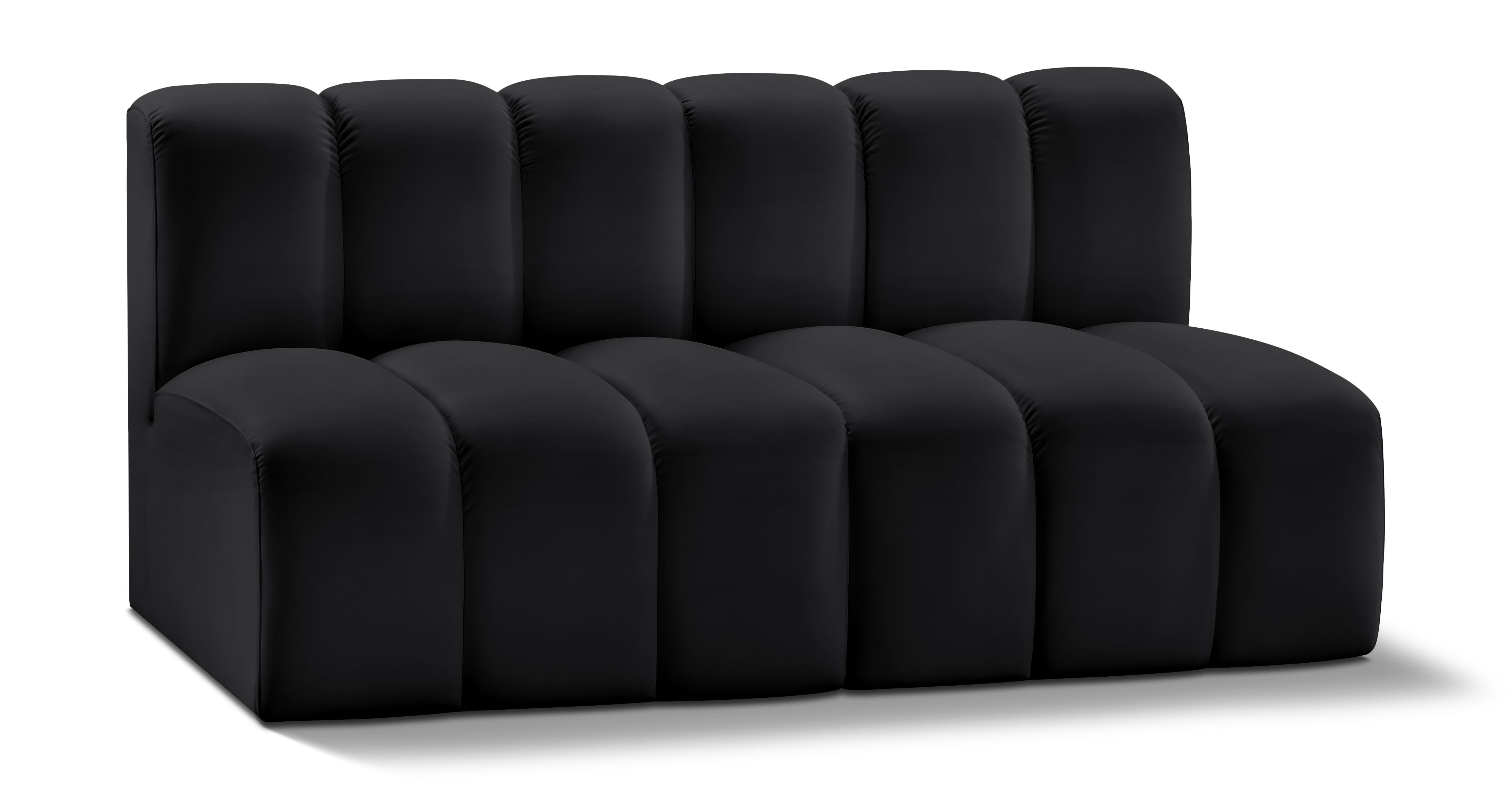 Arc - Faux Leather 2 Seats Modular Sofa - Black