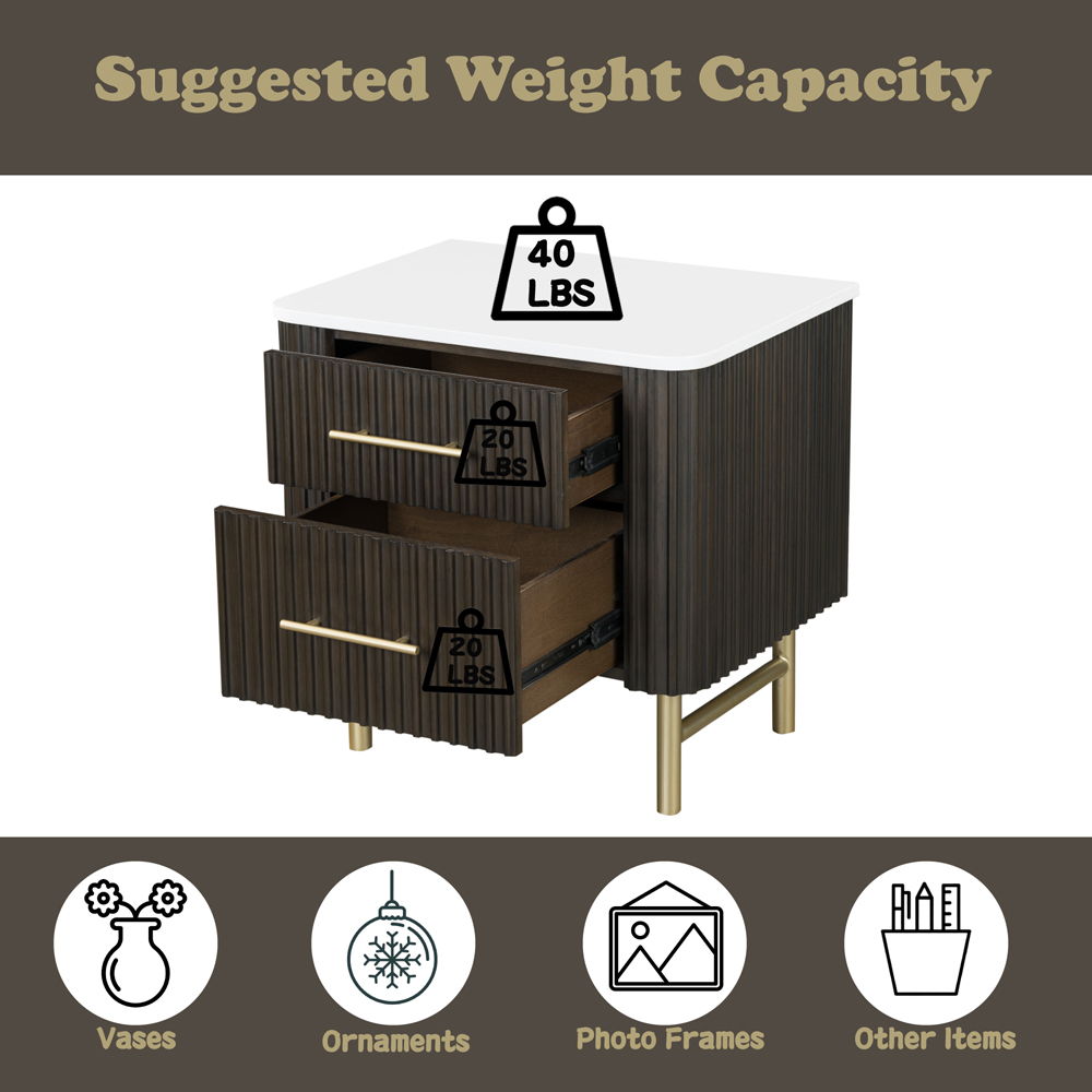 Clayten - Nightstand - Marble Top & Espresso, dark brown, view 7