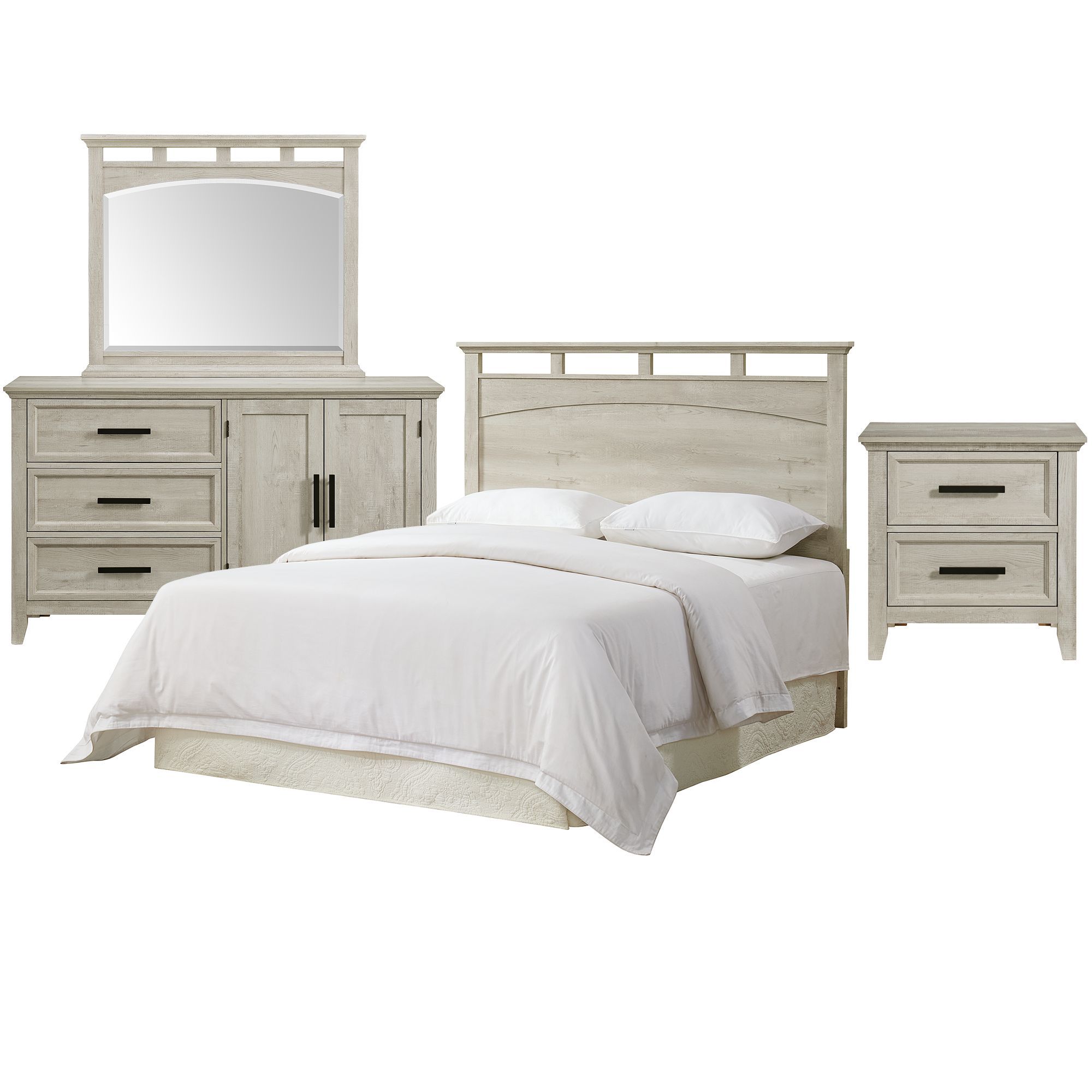 Matias - Bedroom Set & Queen / Full Headboard, Dresser, Mirror & Nightstand - White