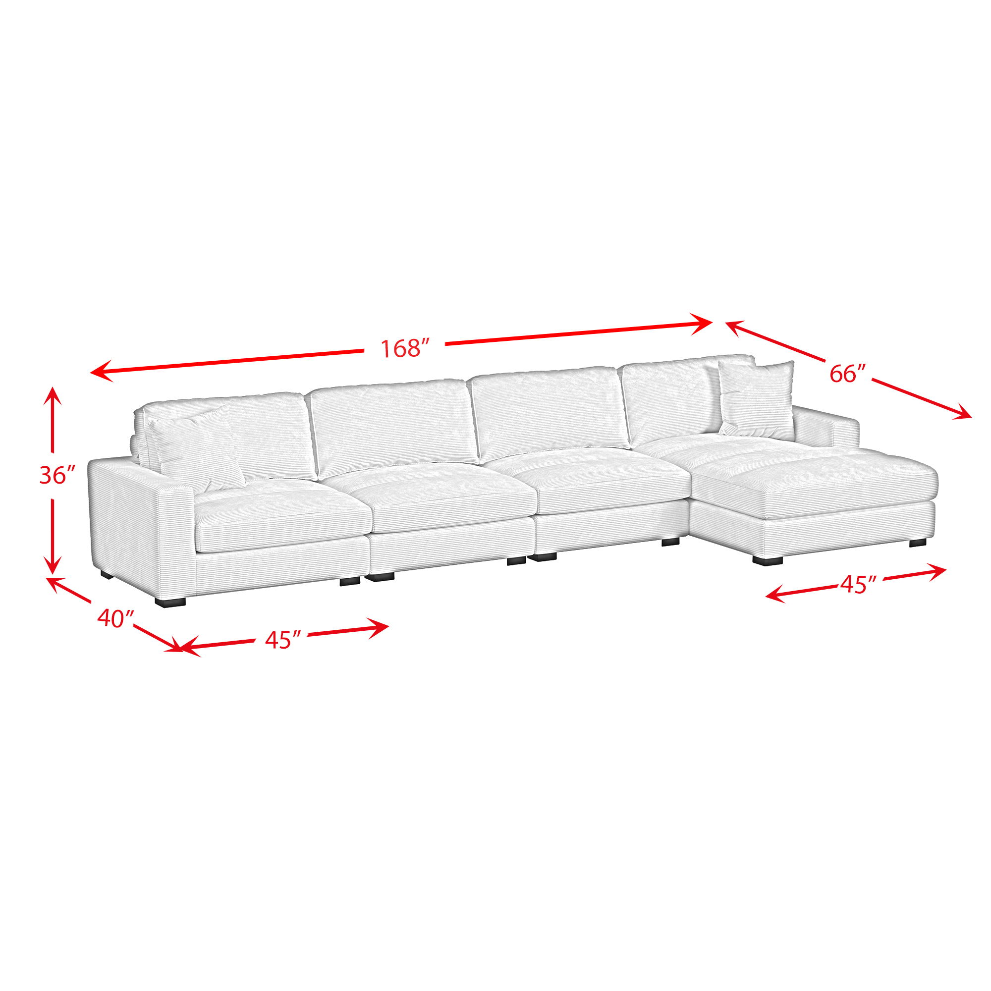 Arizona - Modular 4 Piece Sectional Set With RHF Chaise - Steno Stone