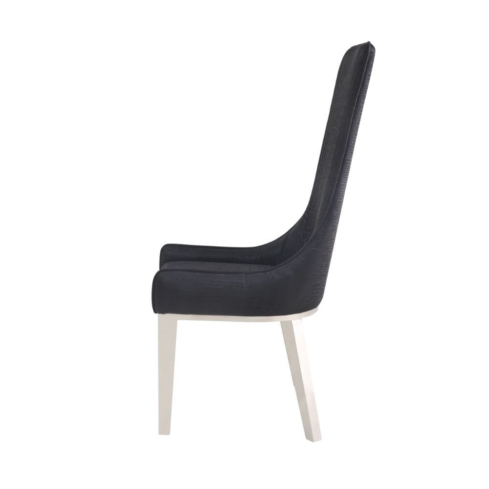 Gianna - Side Chair (Set of 2) - Black Velvet & Stainless Steel, black, view 6