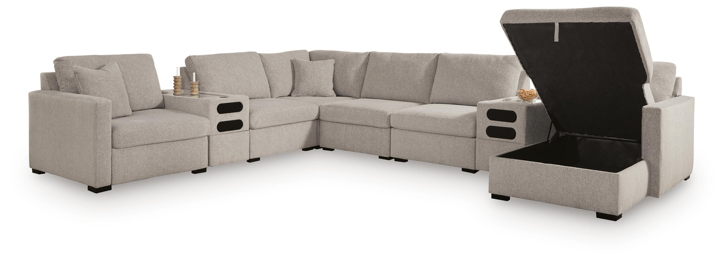 8 Pc · Sectional With RAF Corner Chaise With Storage And Audio Consoles