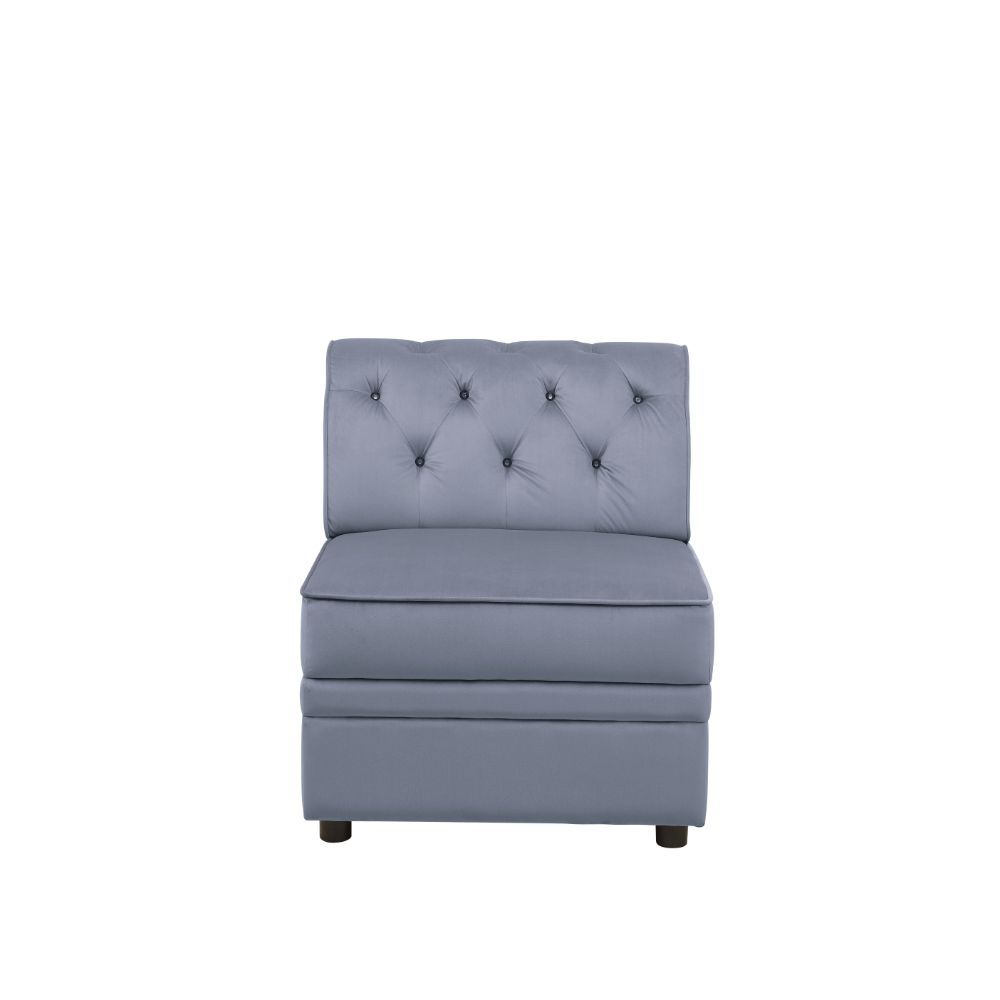 Bois II - Modular Armless Chair - Gray Velvet, gray, view 2