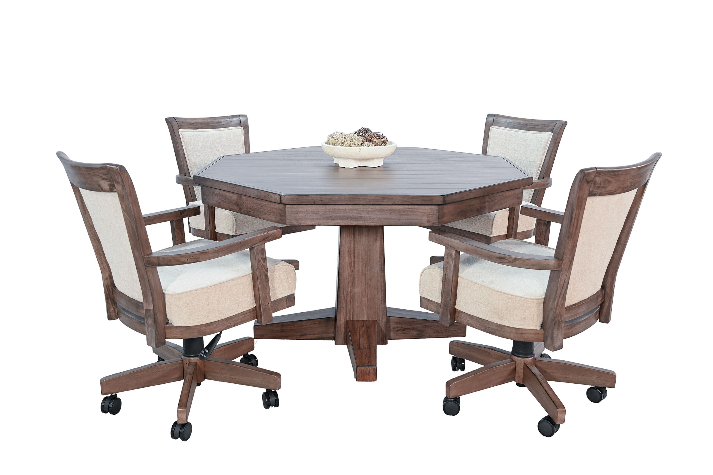 5 Piece Reversible Game And Dining Poker Table Set - Buckskin Image