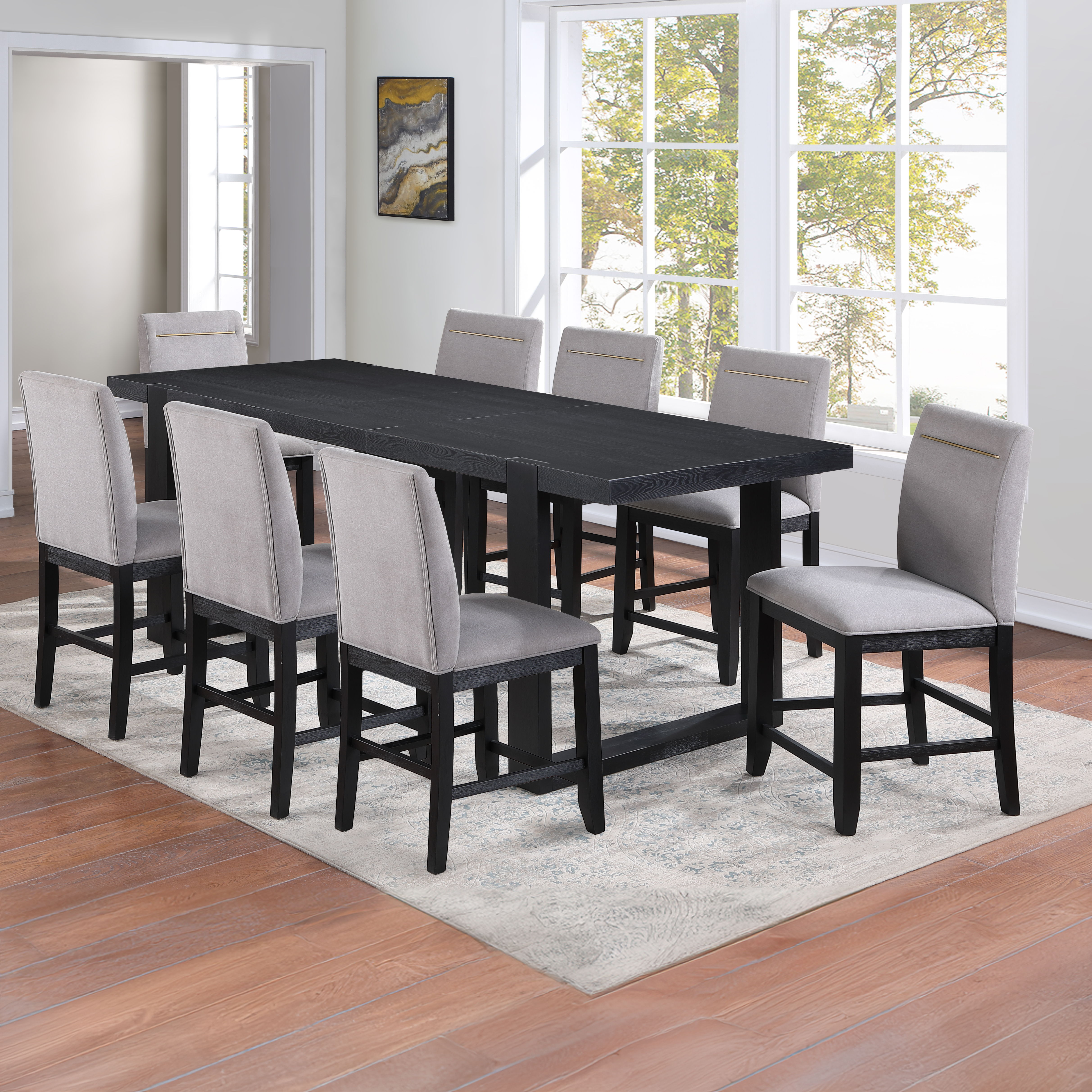 Yves - 9 Piece Counter Set - Black / Gray