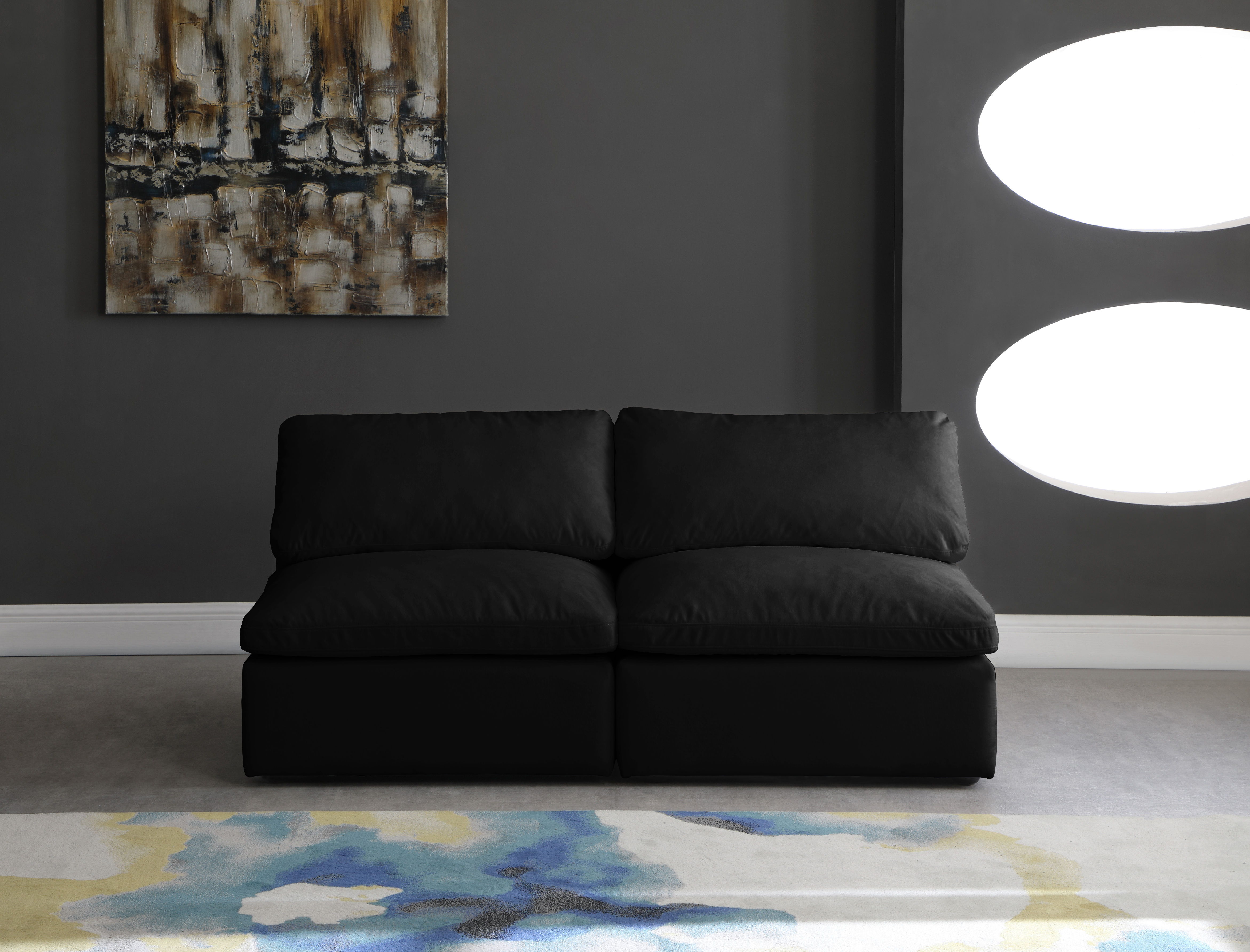 Plush - 2 Piece Modular Armless Sofa - Black