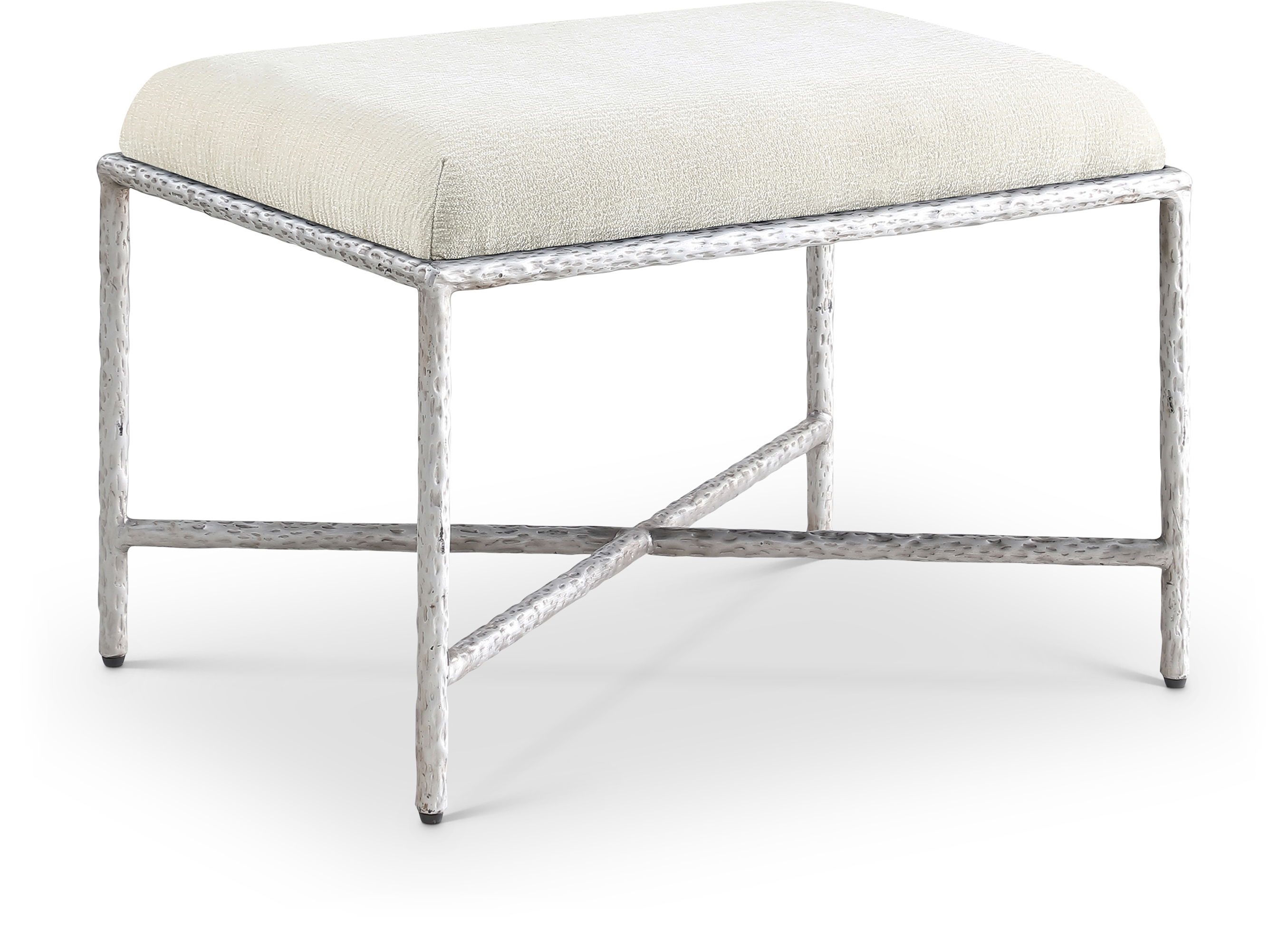 Valley - 25" Bench With Silver Frame - Cream