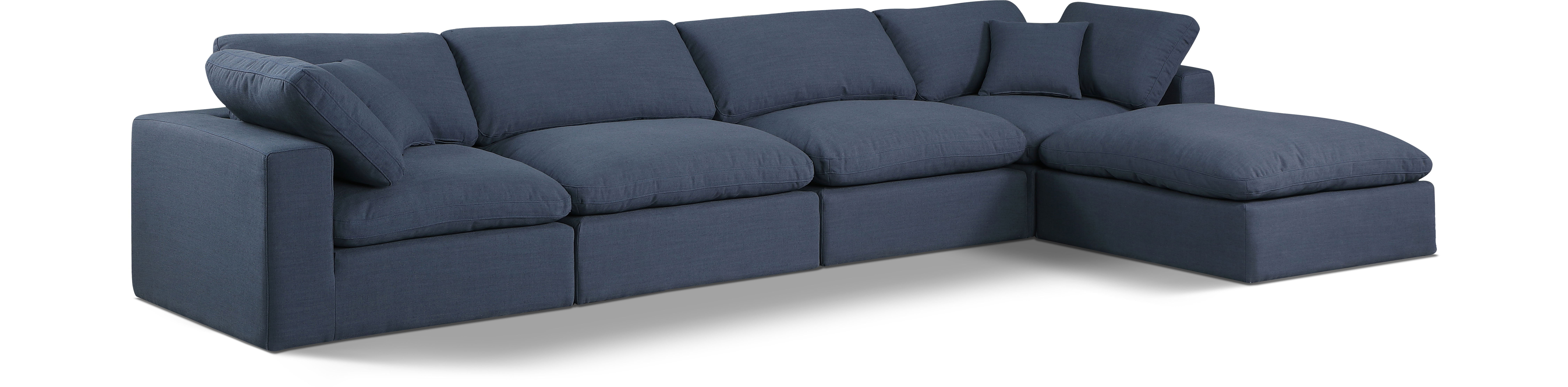 Comfy - 5 Piece Linen Modular Sectional With Chaise - Blue