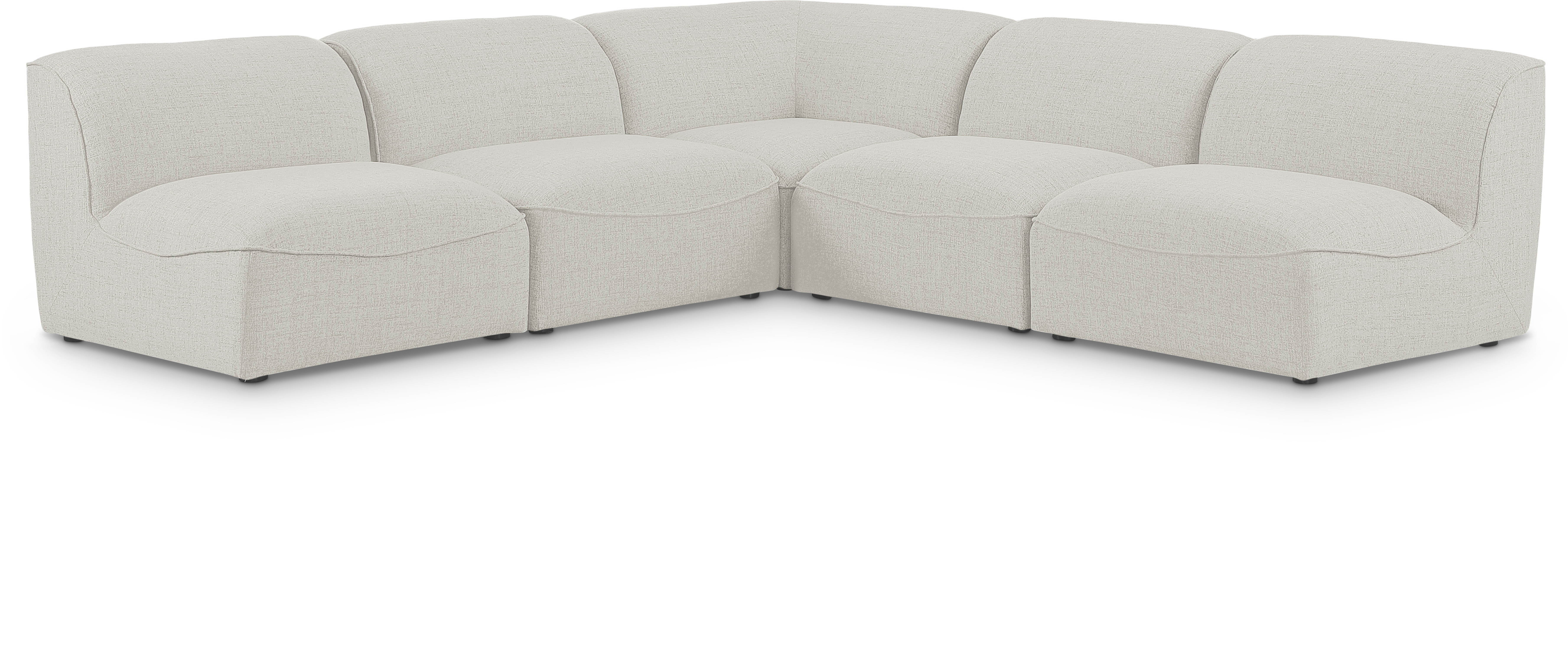 Miramar - 5 Piece Modular Corner Armless Sectional - Cream