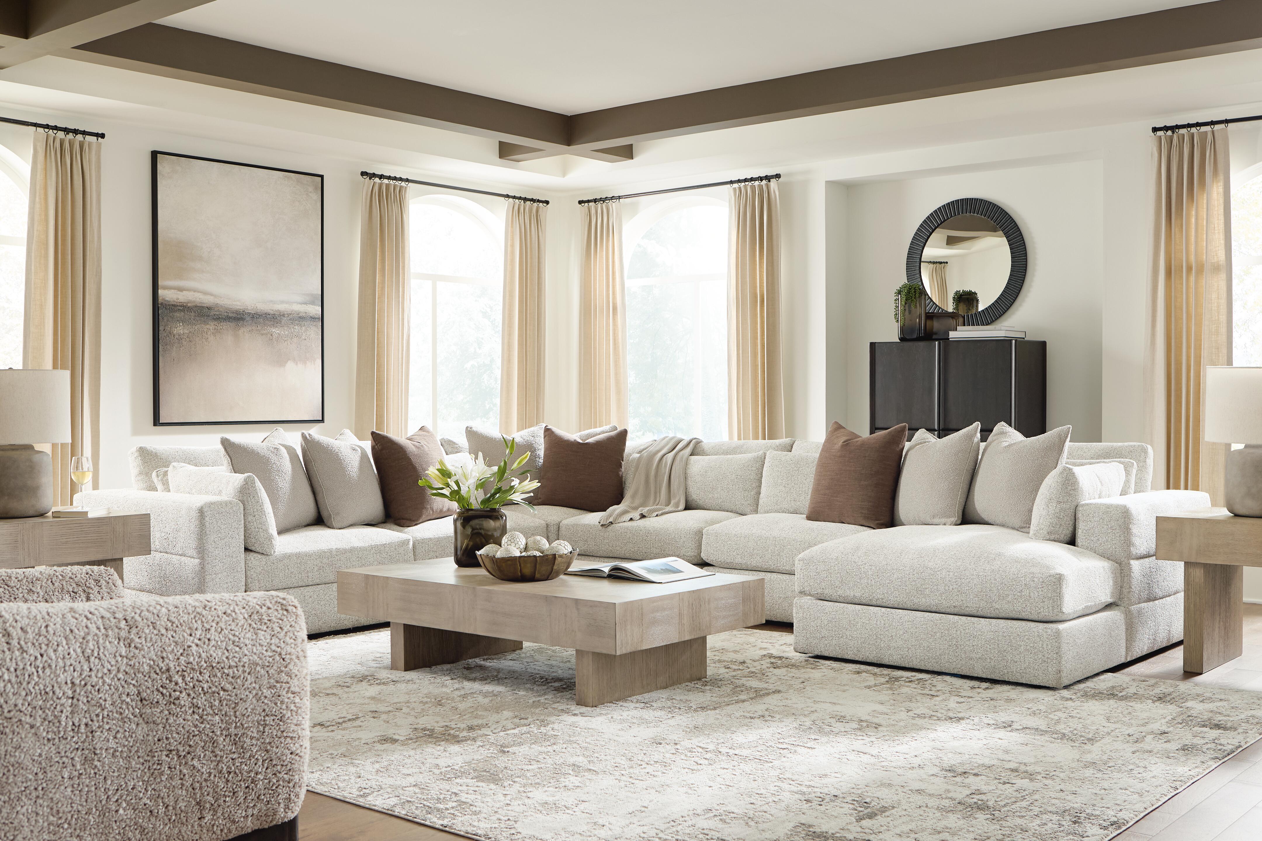 Ashley Furniture Ashbourne Estate - 6-Piece Sectional With RAF Corner Chaise - Snowstone - Image 4