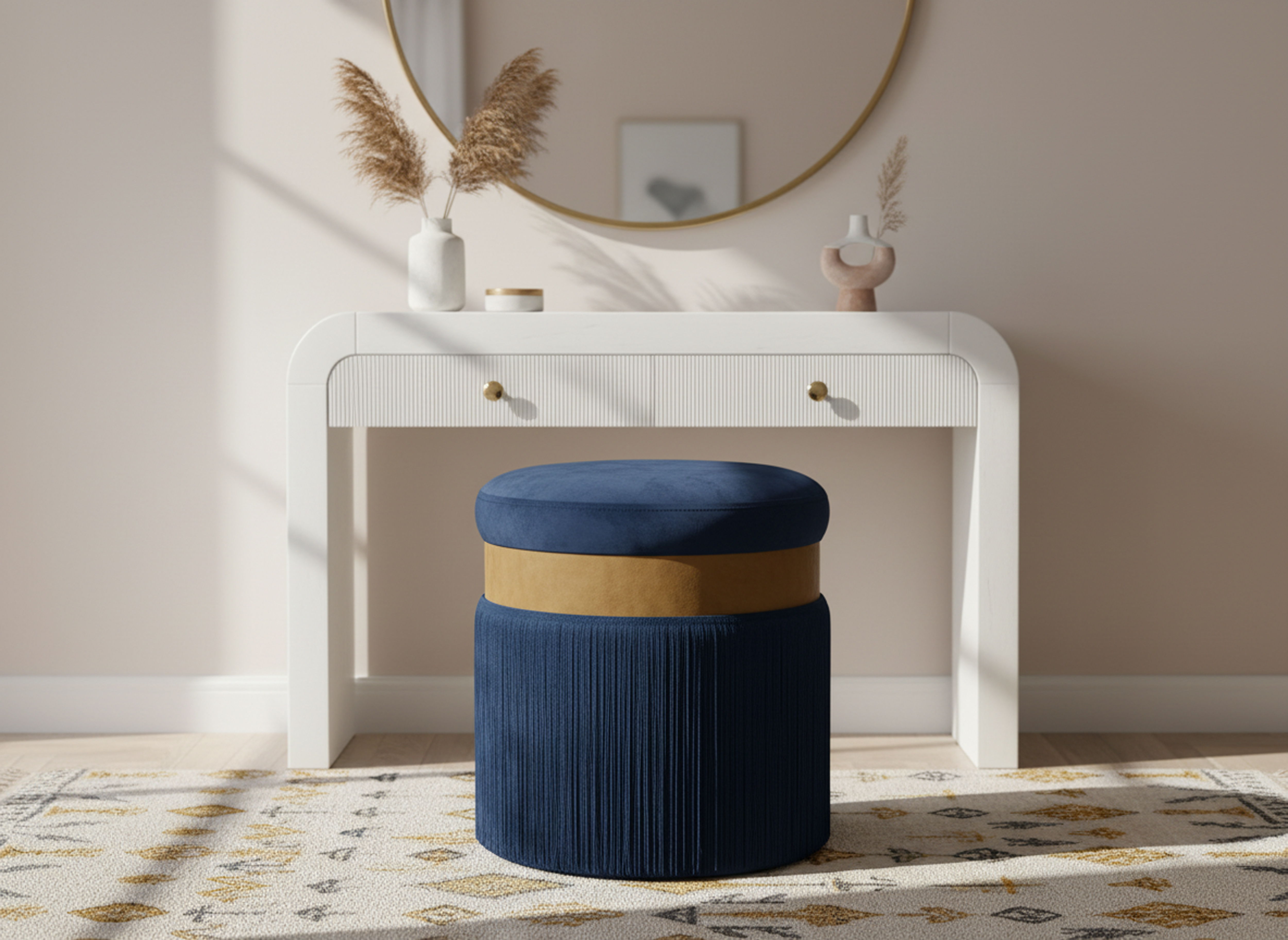 Yasmine - Ottoman / Stool - Navy