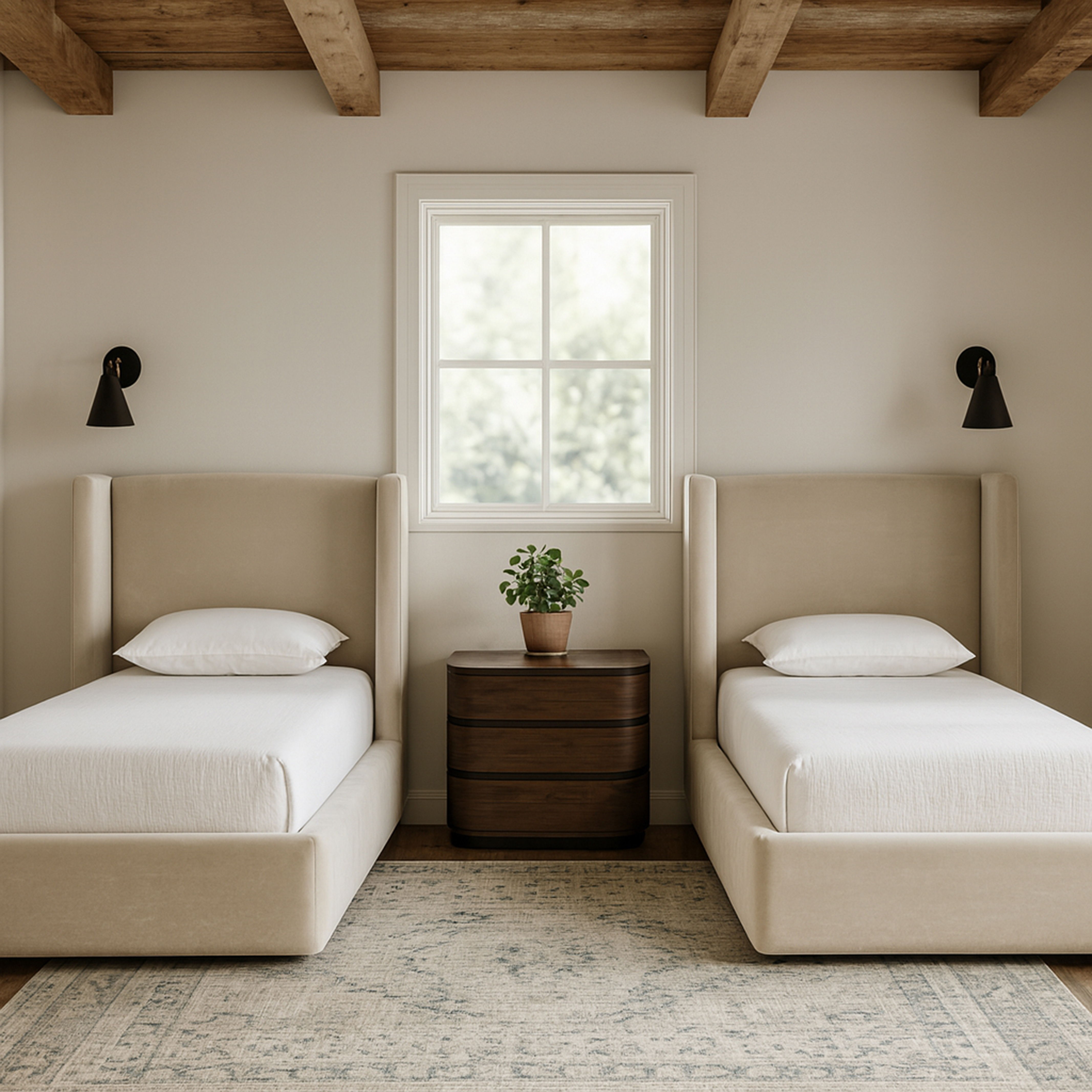 Kendall - Velvet Upholstered Twin Bed - Cream
