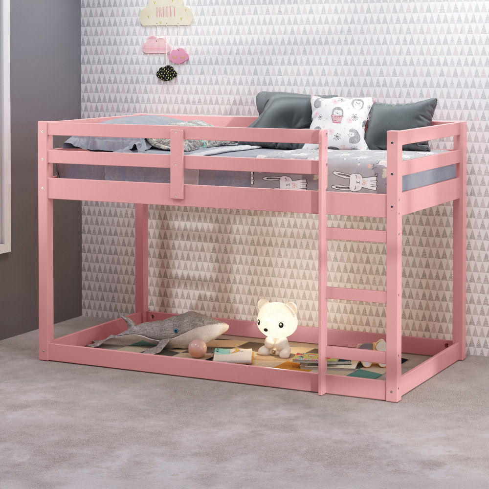 Gaston II - Twin Loft Bed - Pink, pink
