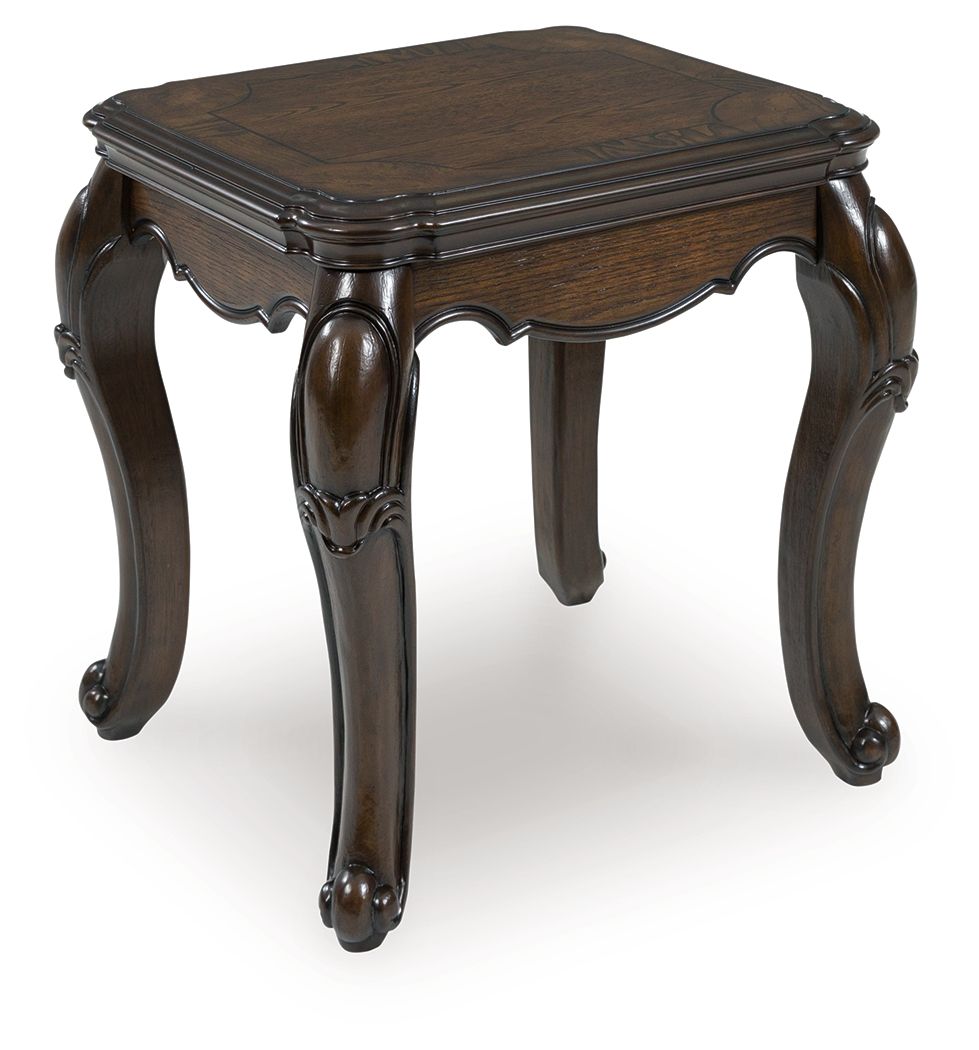 Ashley Maylee Rectangular End Table - Dark Brown