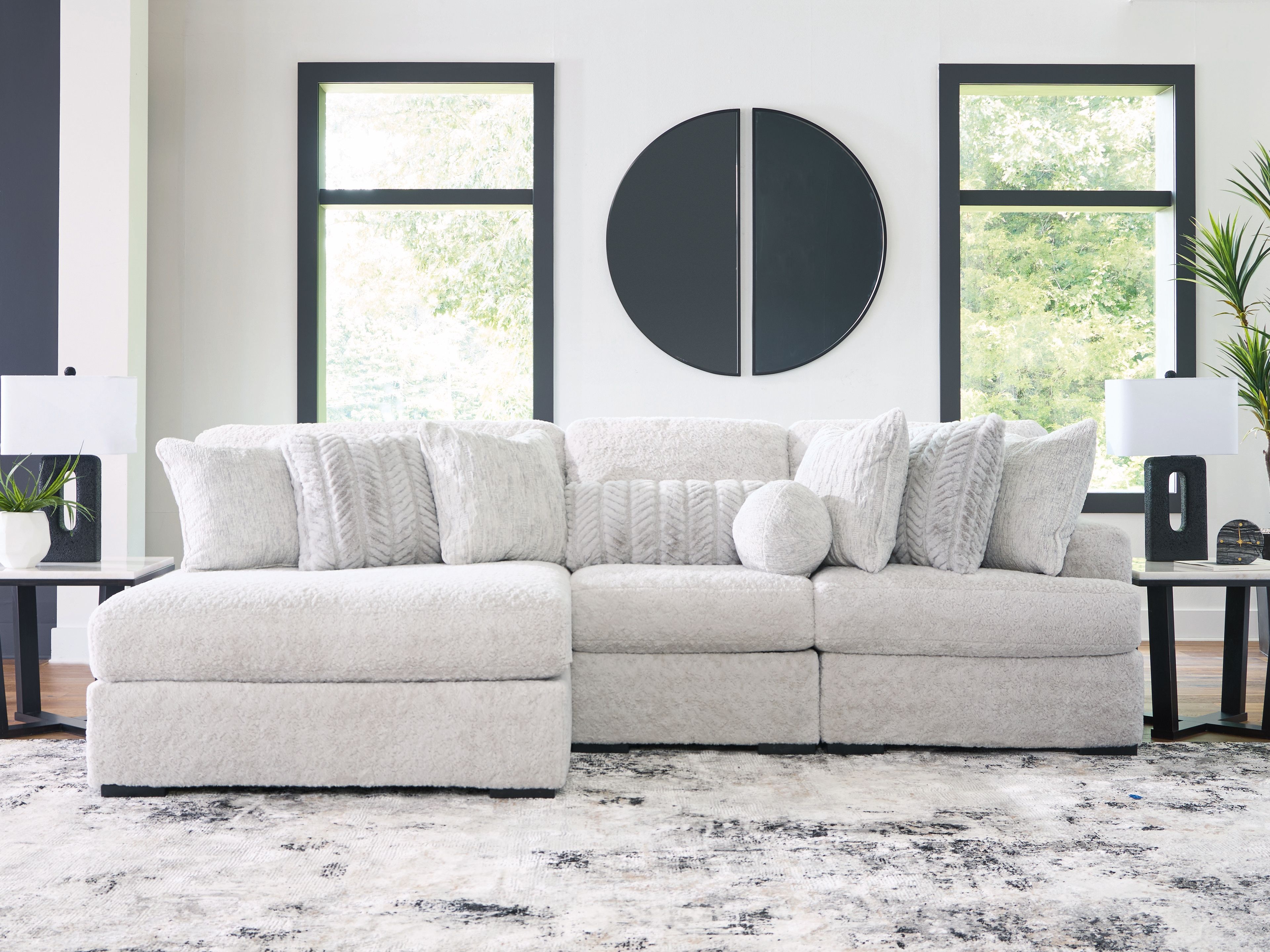 Cuddle Plush - 3-Piece Sectional With Armless Chaise And RAF Corner Chair - Arctic