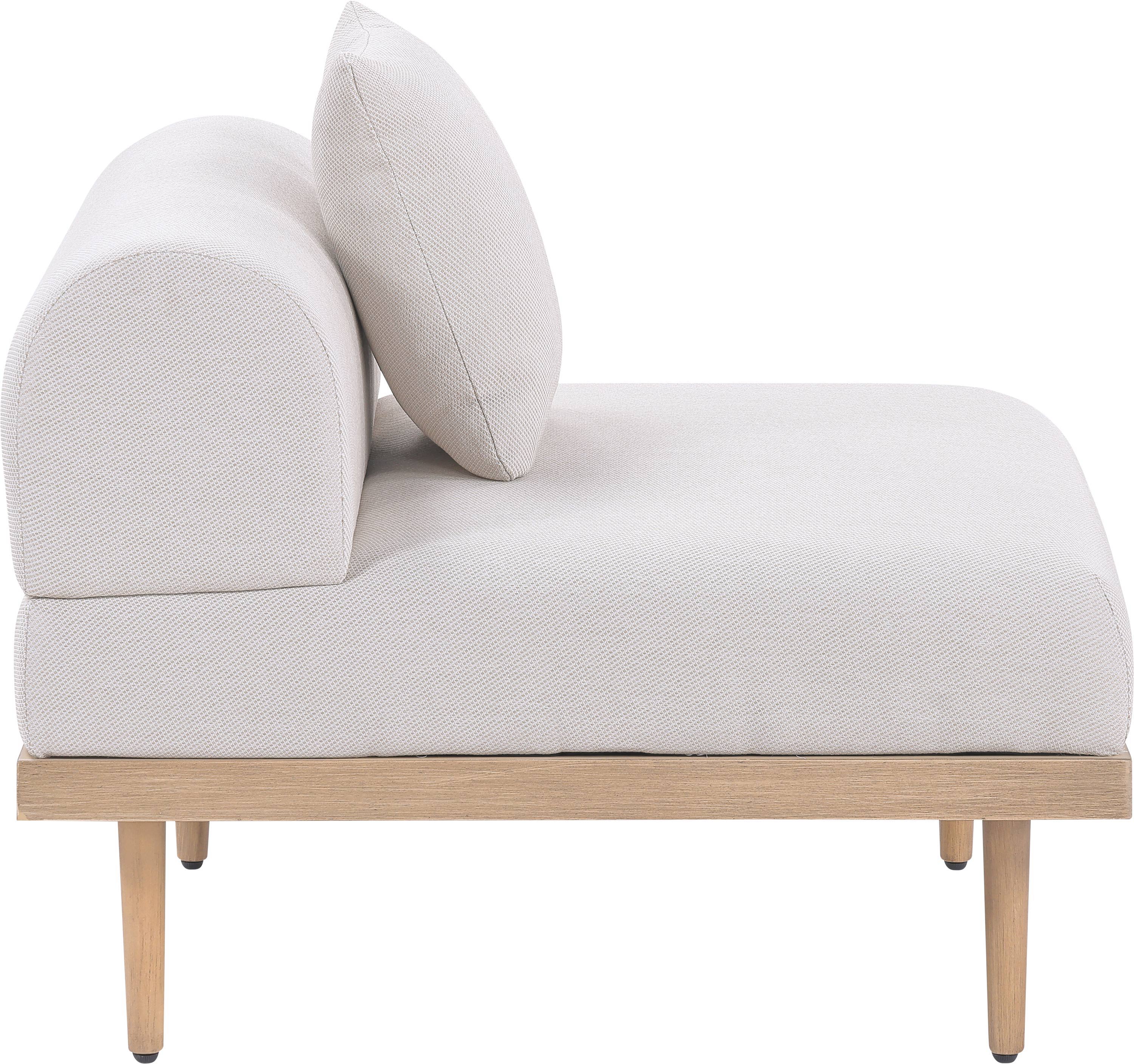 Laguna - Resilient Water Resistant Fabric Upholstered Outdoor Patio Modular Armless Chair - Beige