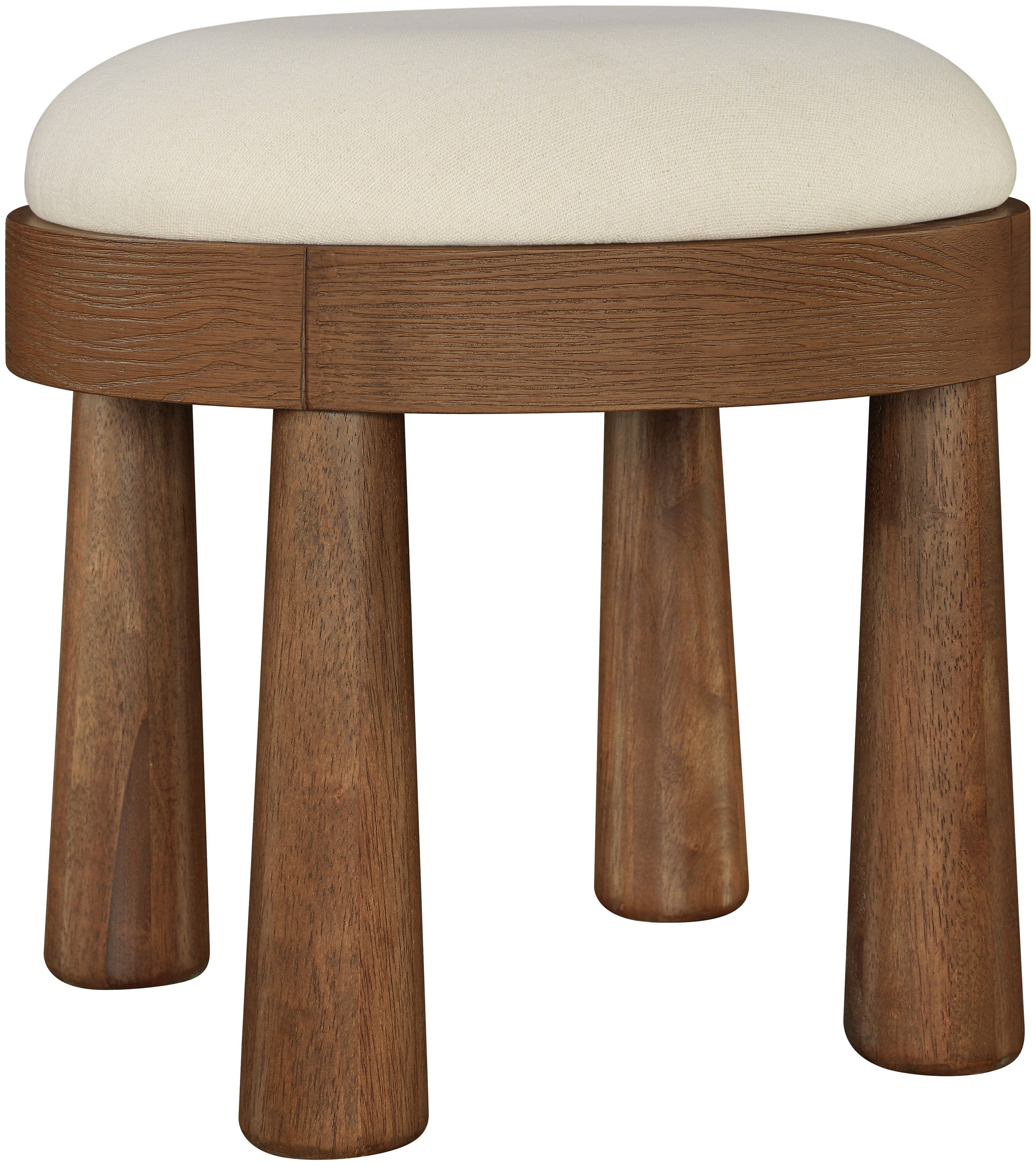 Larea - Linen Textured Fabric Upholstered Ottoman - Cream
