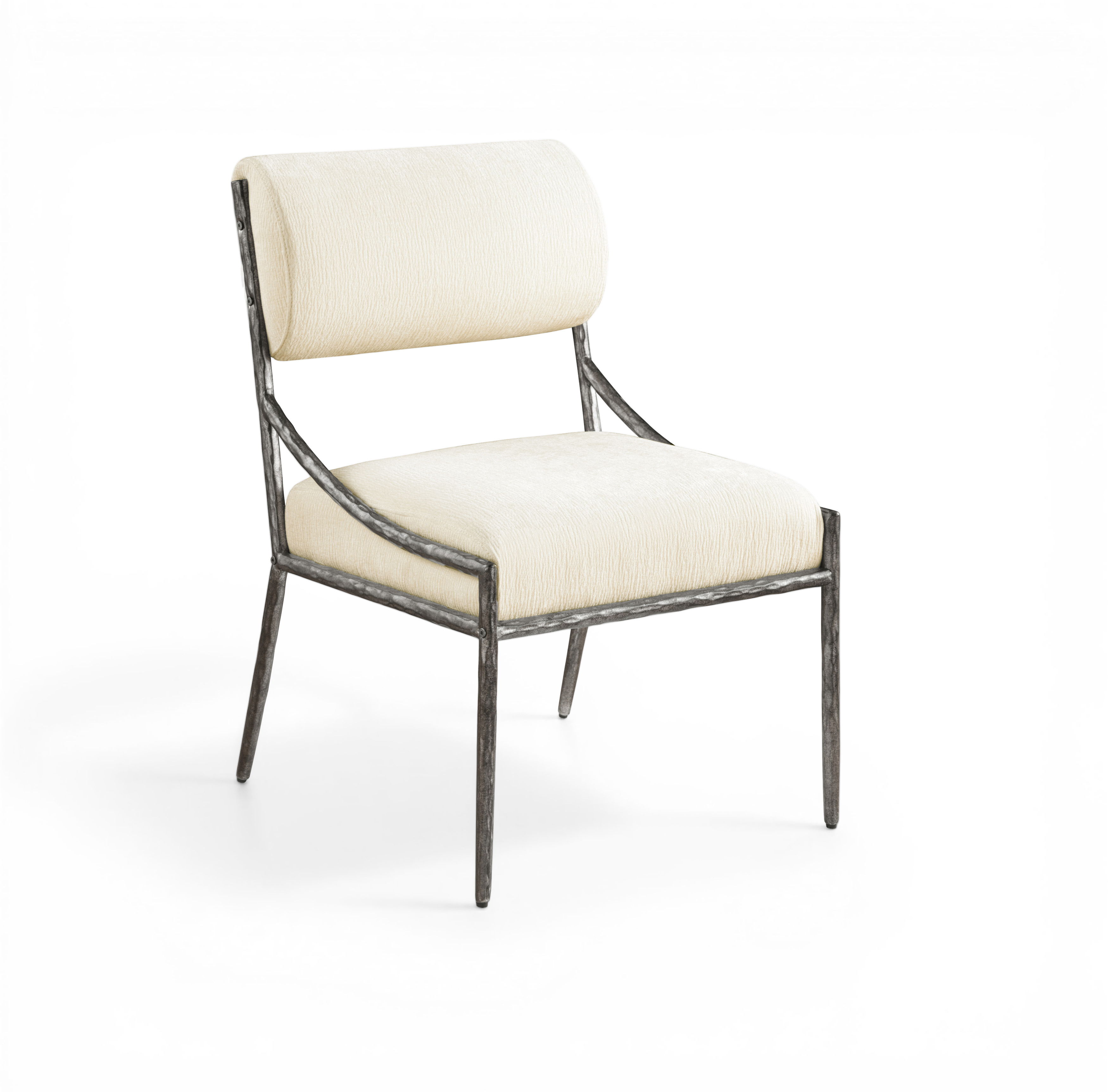 Bastille - Upholstered Dining Side Chair (Set of 2) - Cream / Silver
