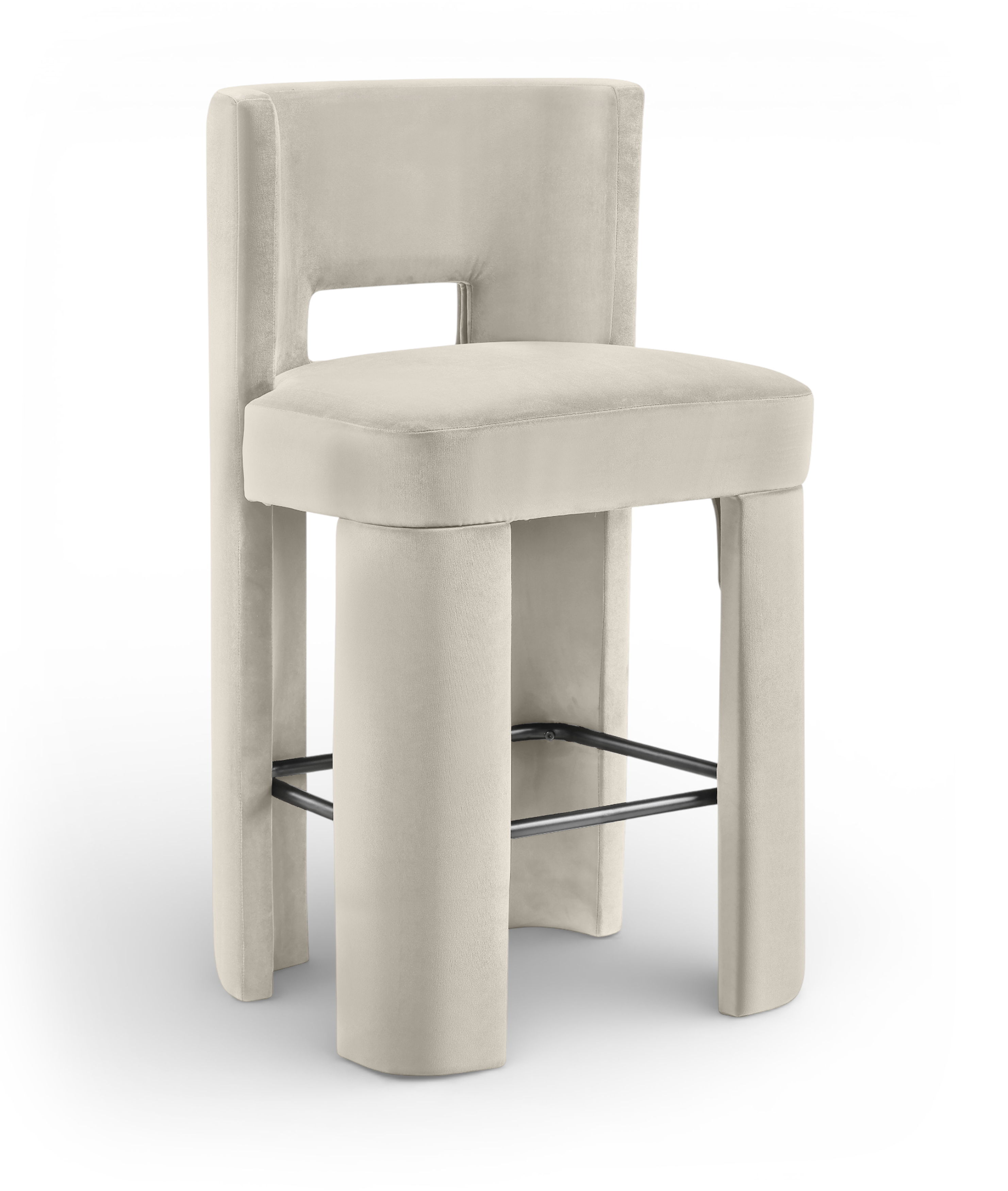 Zuno - Velvet Performance Fabric Upholstered Bar Stool (Set of 2) - Cream