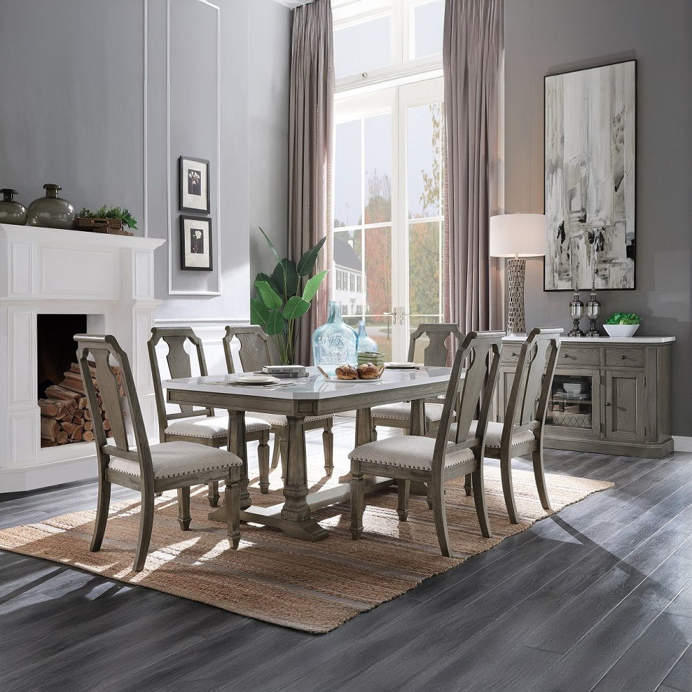 Zumala - Server - Marble Top & Weathered Oak, light brown, view 5