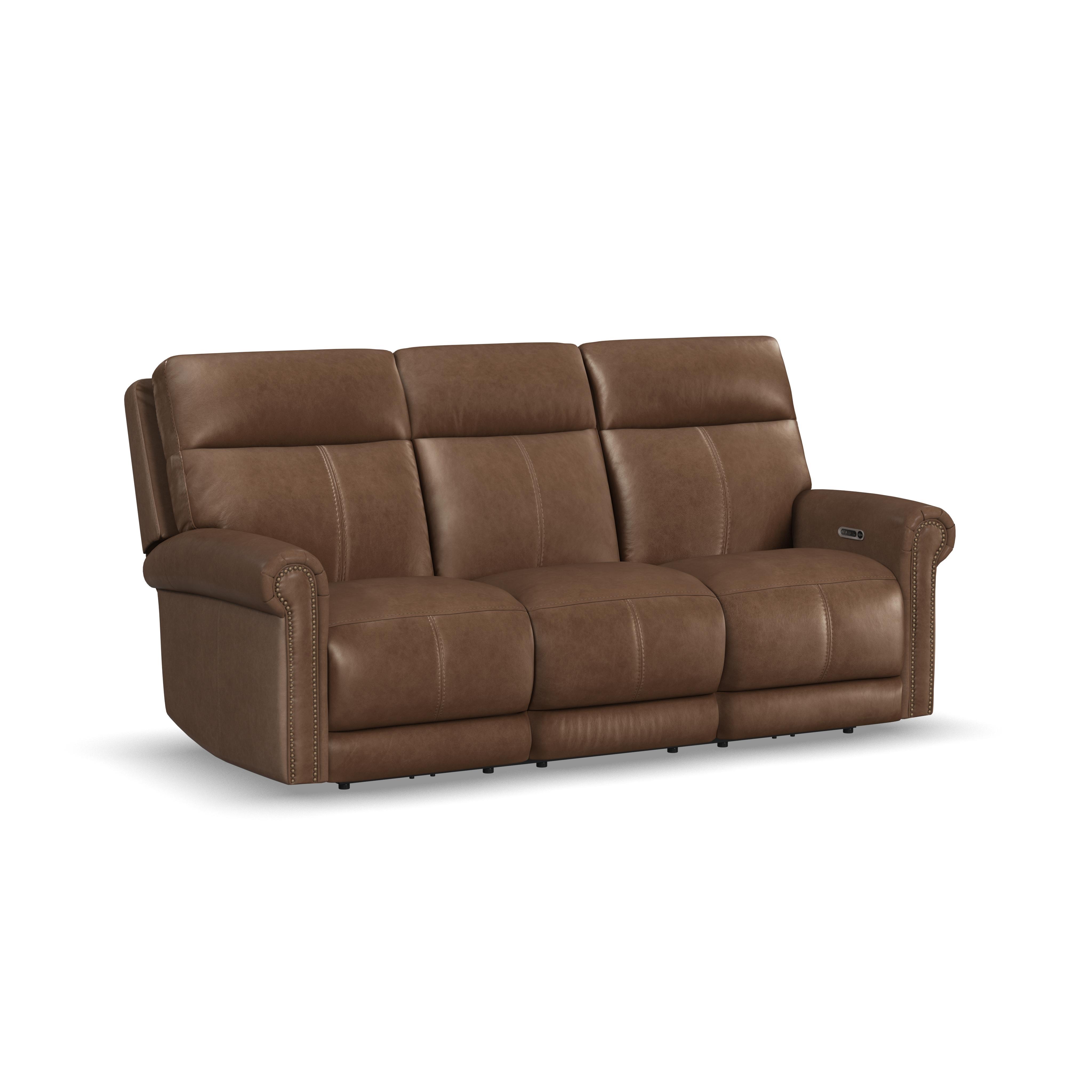 Alexander - Power Reclining Sofa With Console, Power Headrest & Lumbar - Khaki Brown Image