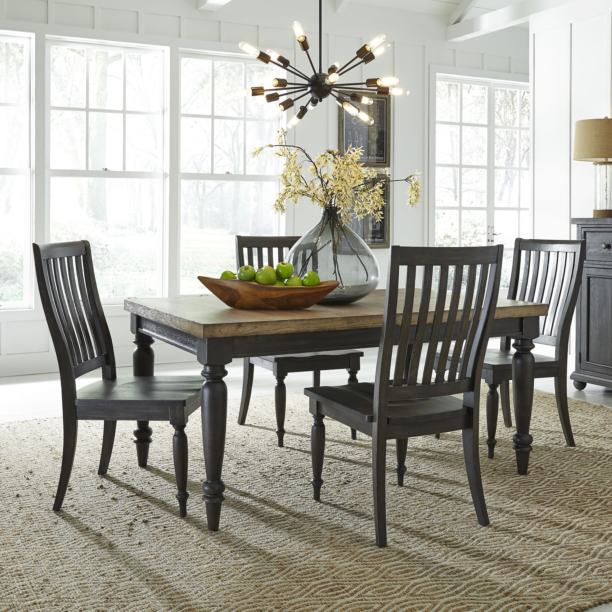Liberty Furniture Harvest Home - 5 Piece Reactangular Table Set - Black