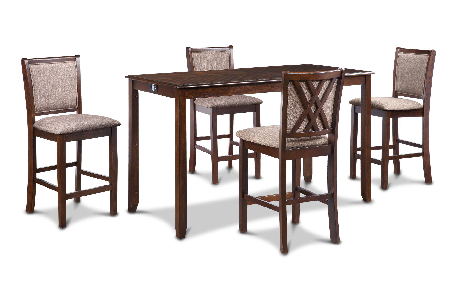 Amy - 5 Piece Counter Dining Set (Table With Storage & 4 Chairs) - Cherry