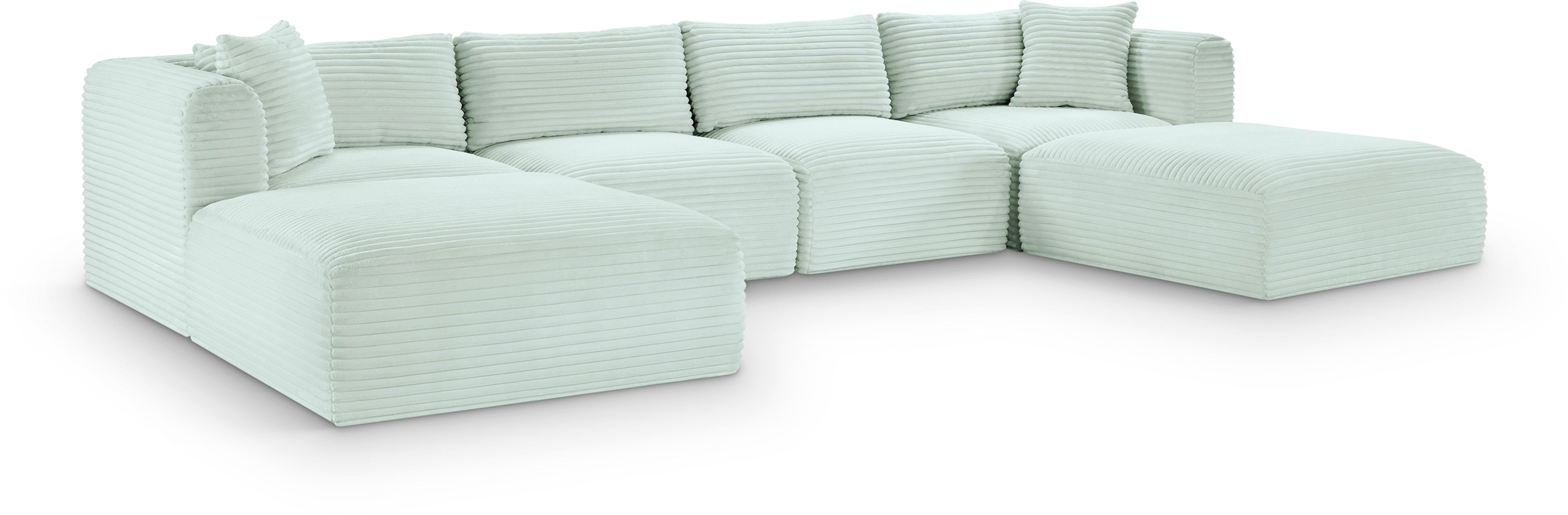 Shaggy - 6 Piece Modular Sectional With 2 Ottomans - Mint
