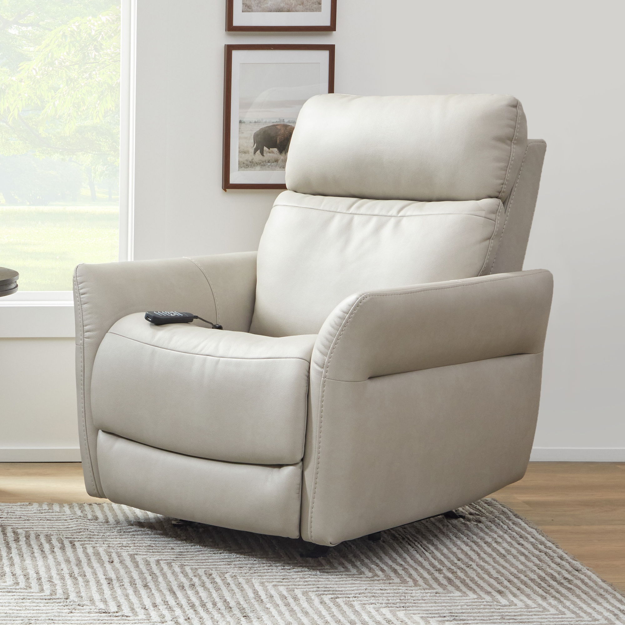 Artemis - Power Rocking Recliner With Power Headrest, Lumbar, Heat & Massage - Dove, light gray, view 5