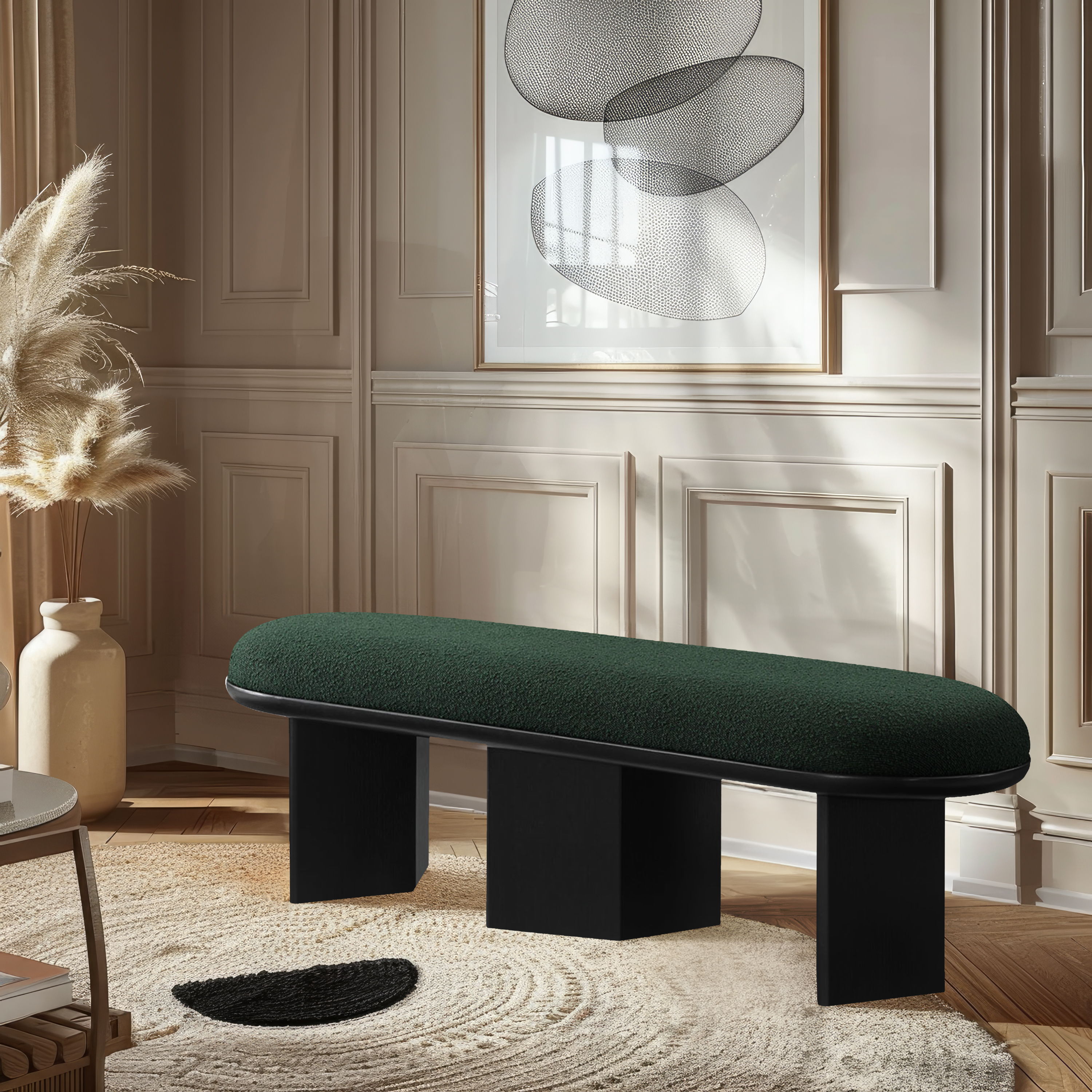 Wilshire - Bench With Black Base - Green