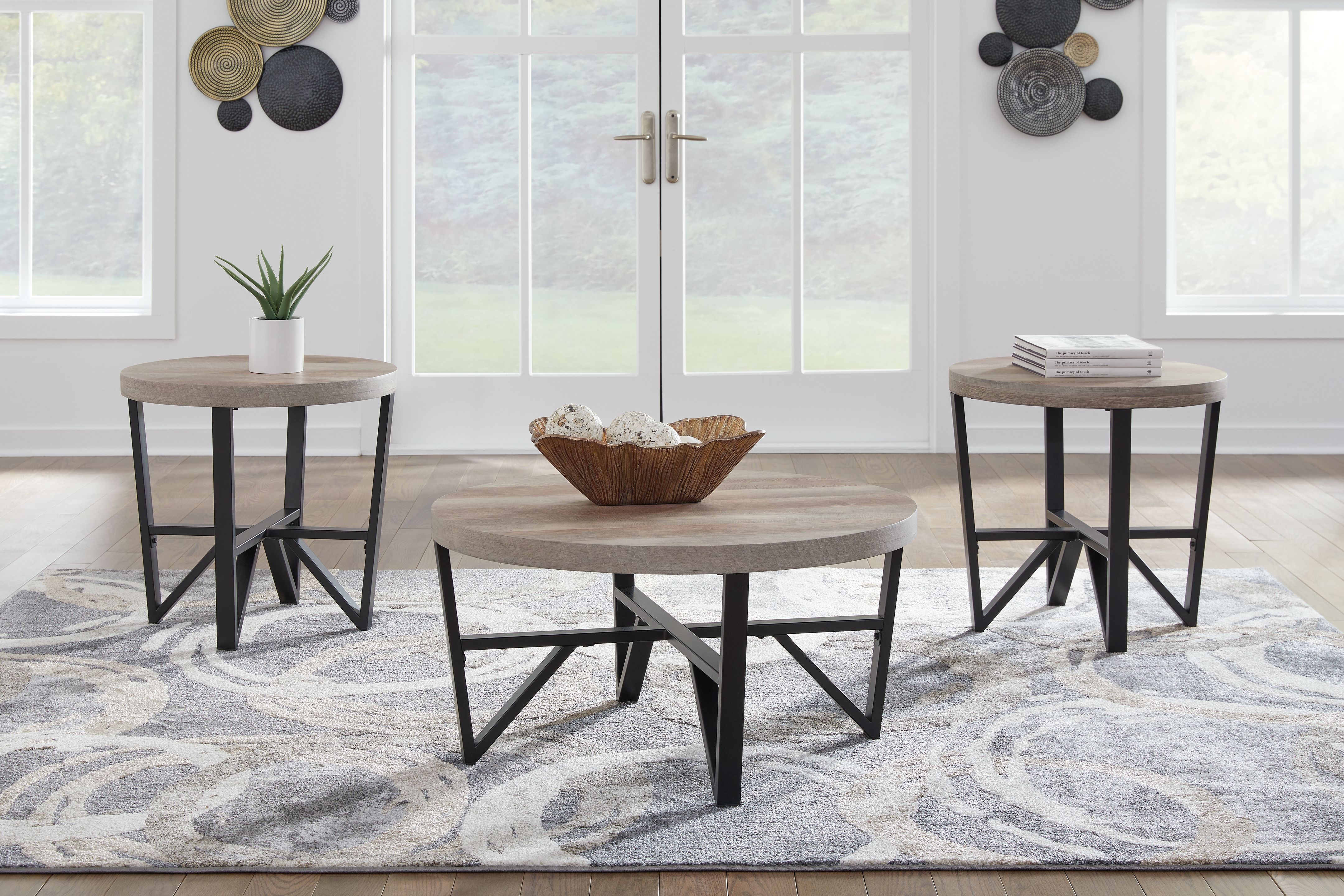 Ashley Furniture Deanlee - Occasional Table Set (Set of 3) - Grayish Brown / Black - Image 2
