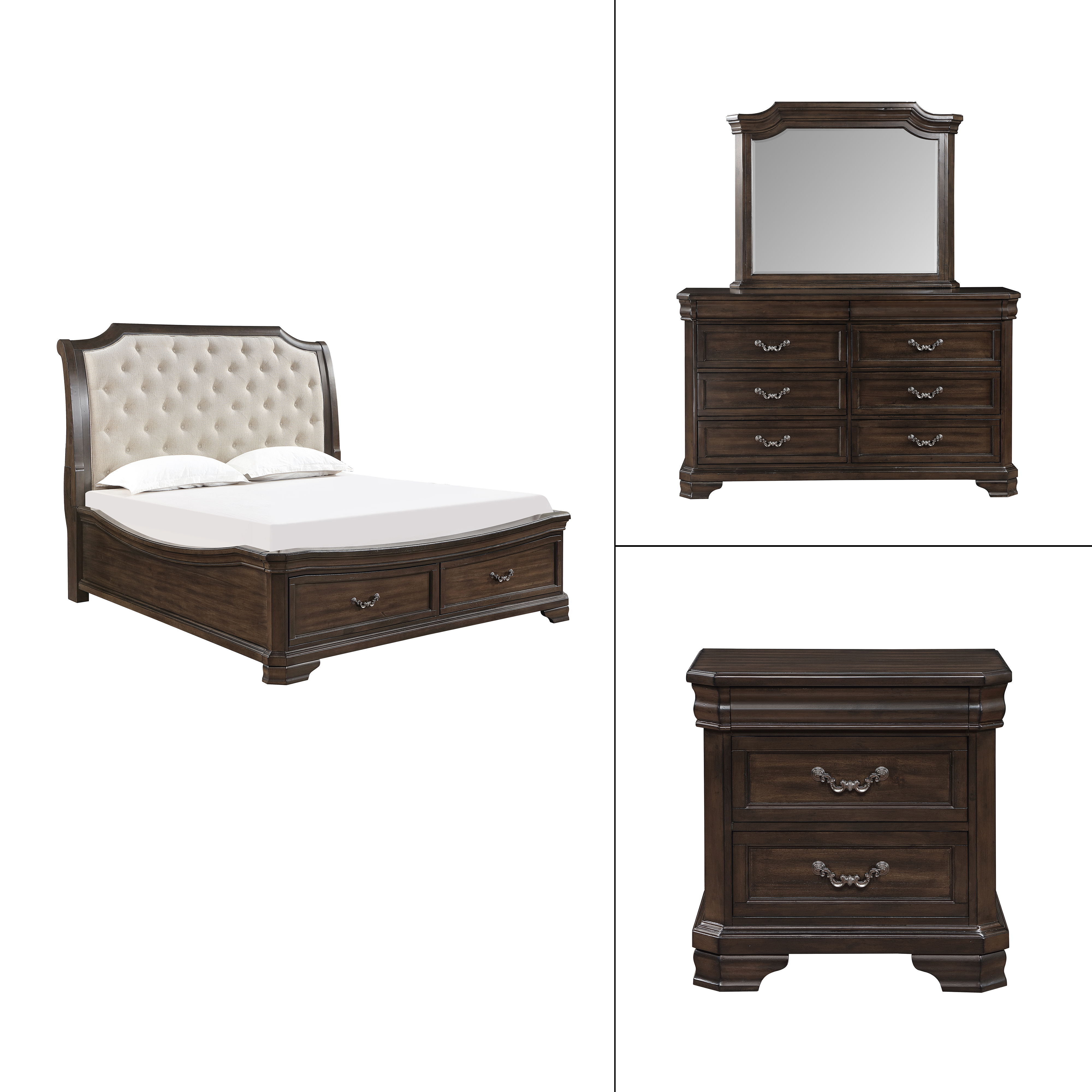 King · 4 Pc · Bed, Dresser, Mirror, Nightstand